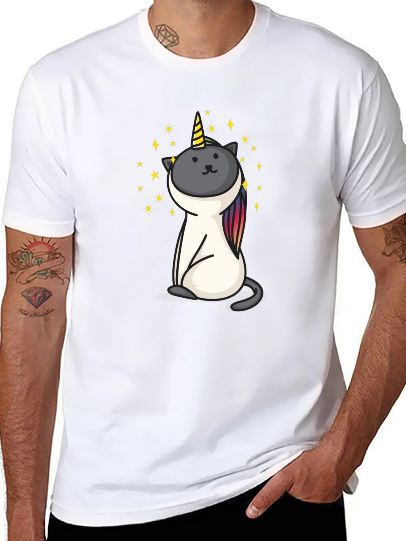 Unicat Tee - Black Cotton Blend Shirt