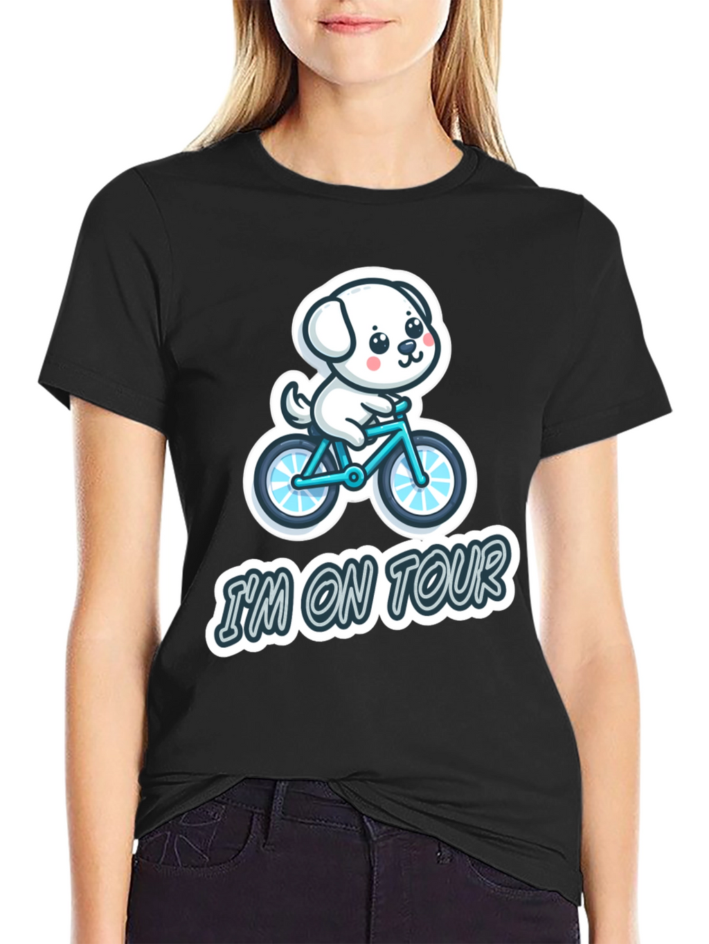 Im on Tour Dog Bicycle Graphic T-Shirt
