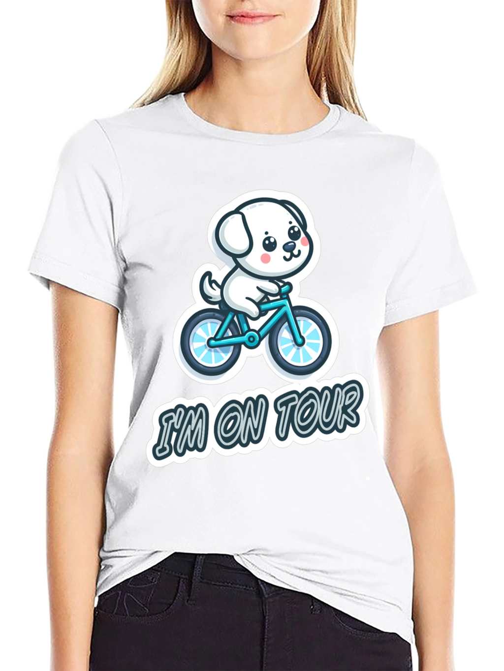 Im on Tour Dog Bicycle Graphic T-Shirt