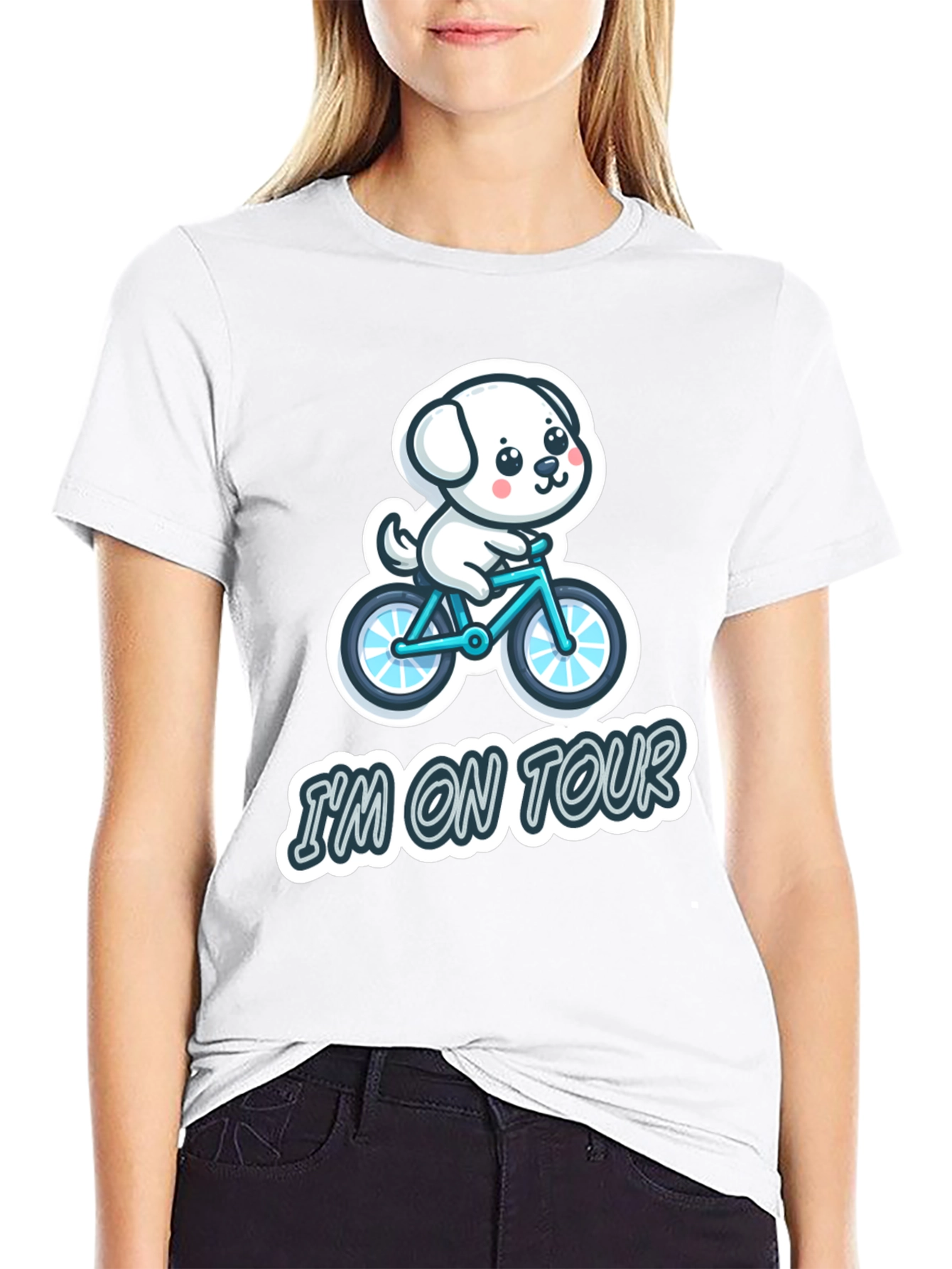 Im on Tour Dog Bicycle Graphic T-Shirt