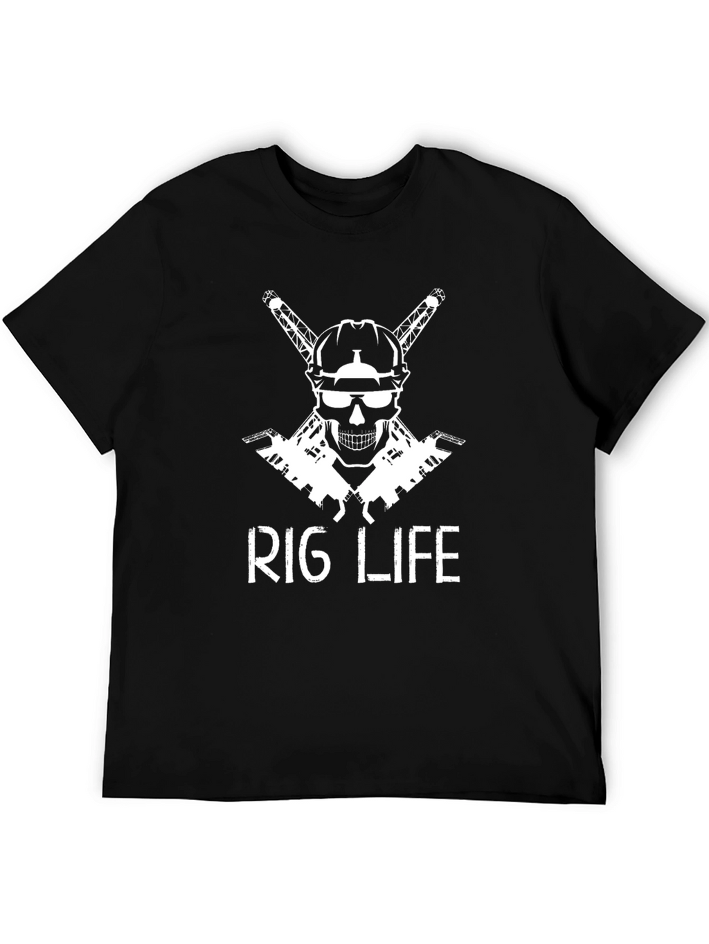 Rig Life Black T-Shirt: Oilfield Skull Design