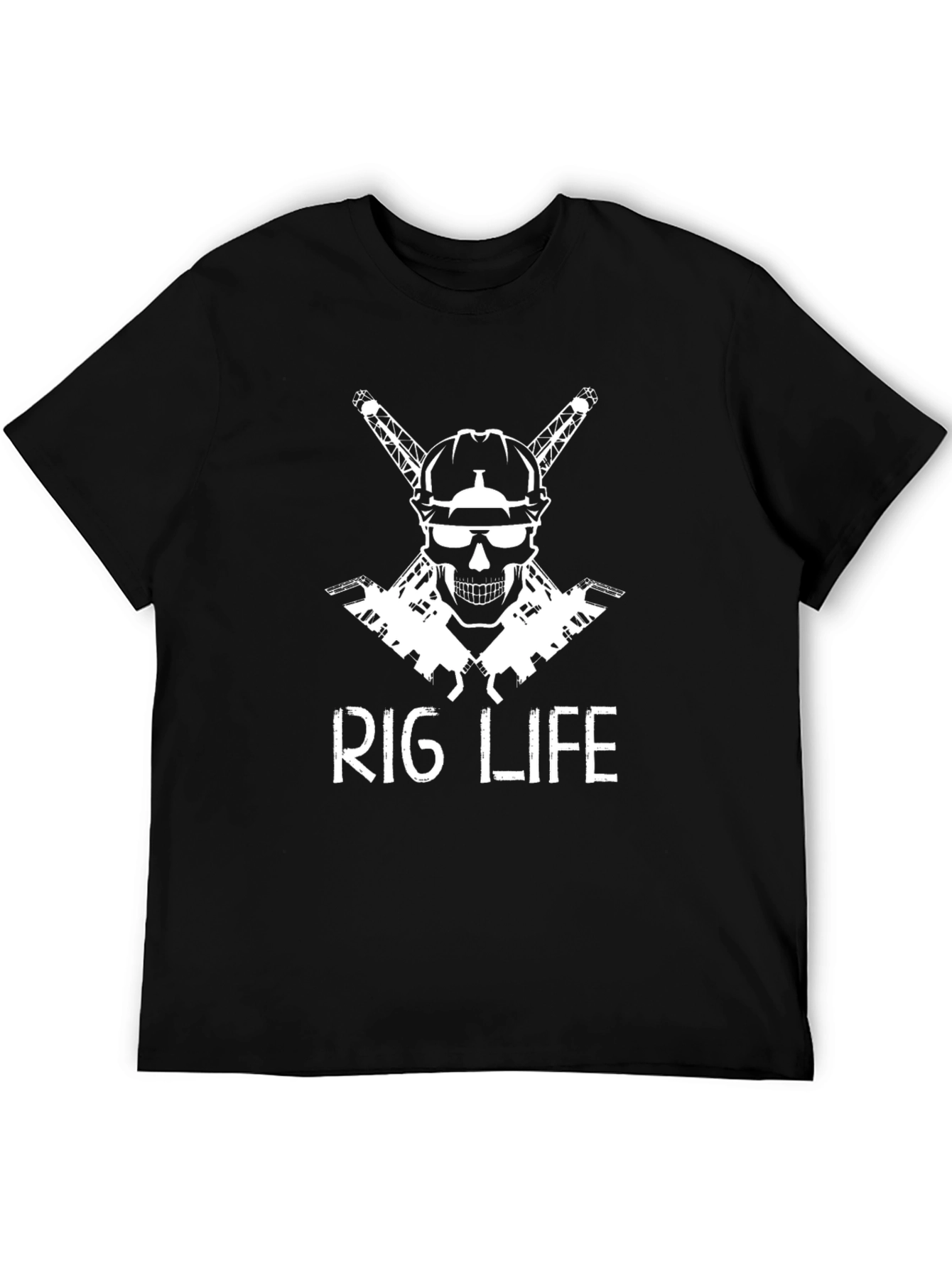 Rig Life Black T-Shirt: Oilfield Skull Design