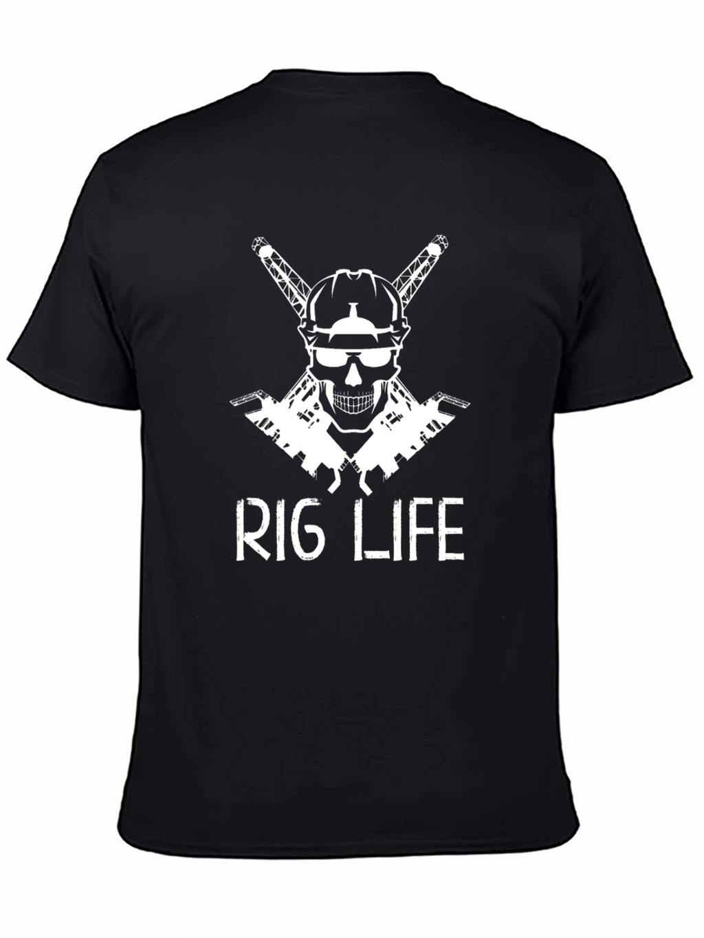Rig Life Black T-Shirt: Oilfield Skull Design
