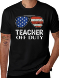 Teacher Off Duty American Flag Sunglasses T-Shirt
