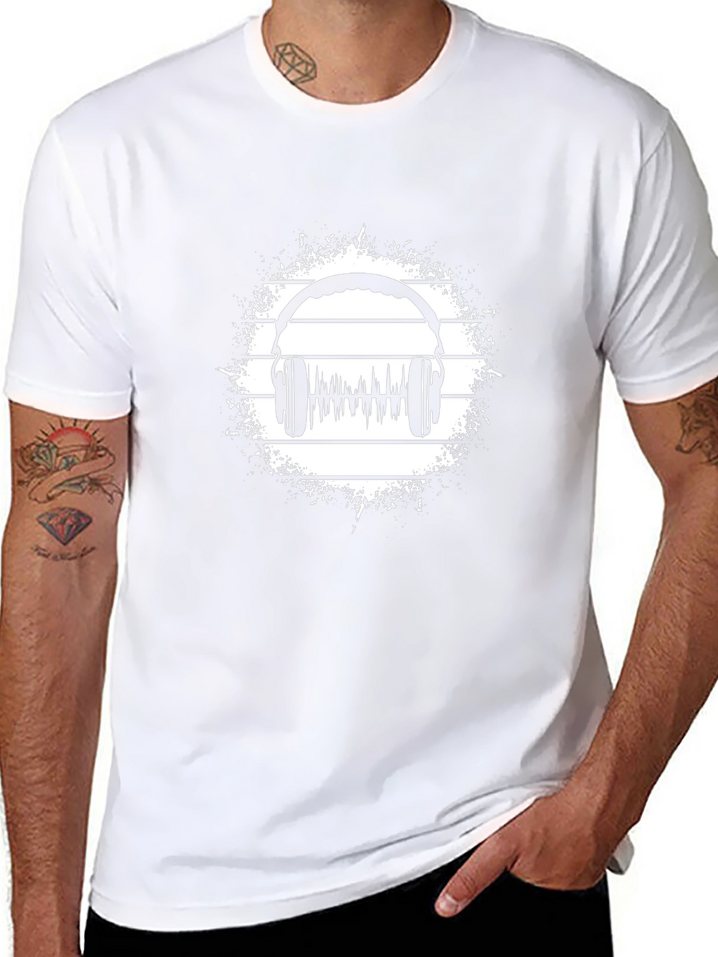 Headphone Audio Wave Black T-Shirt
