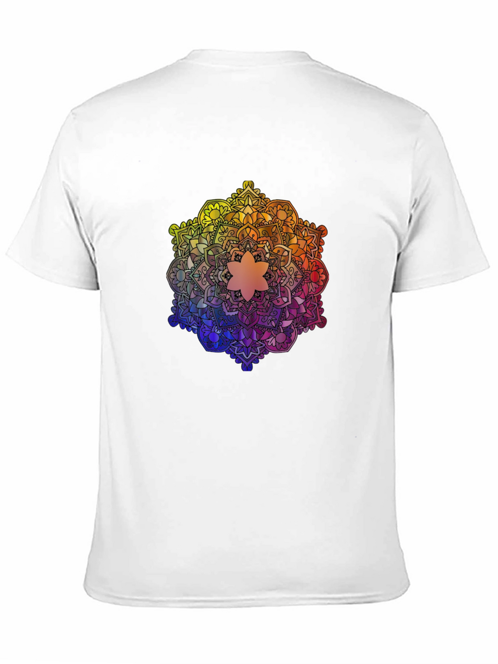 Rainbow Mandala Graphic Tee - Black Cotton T-Shirt