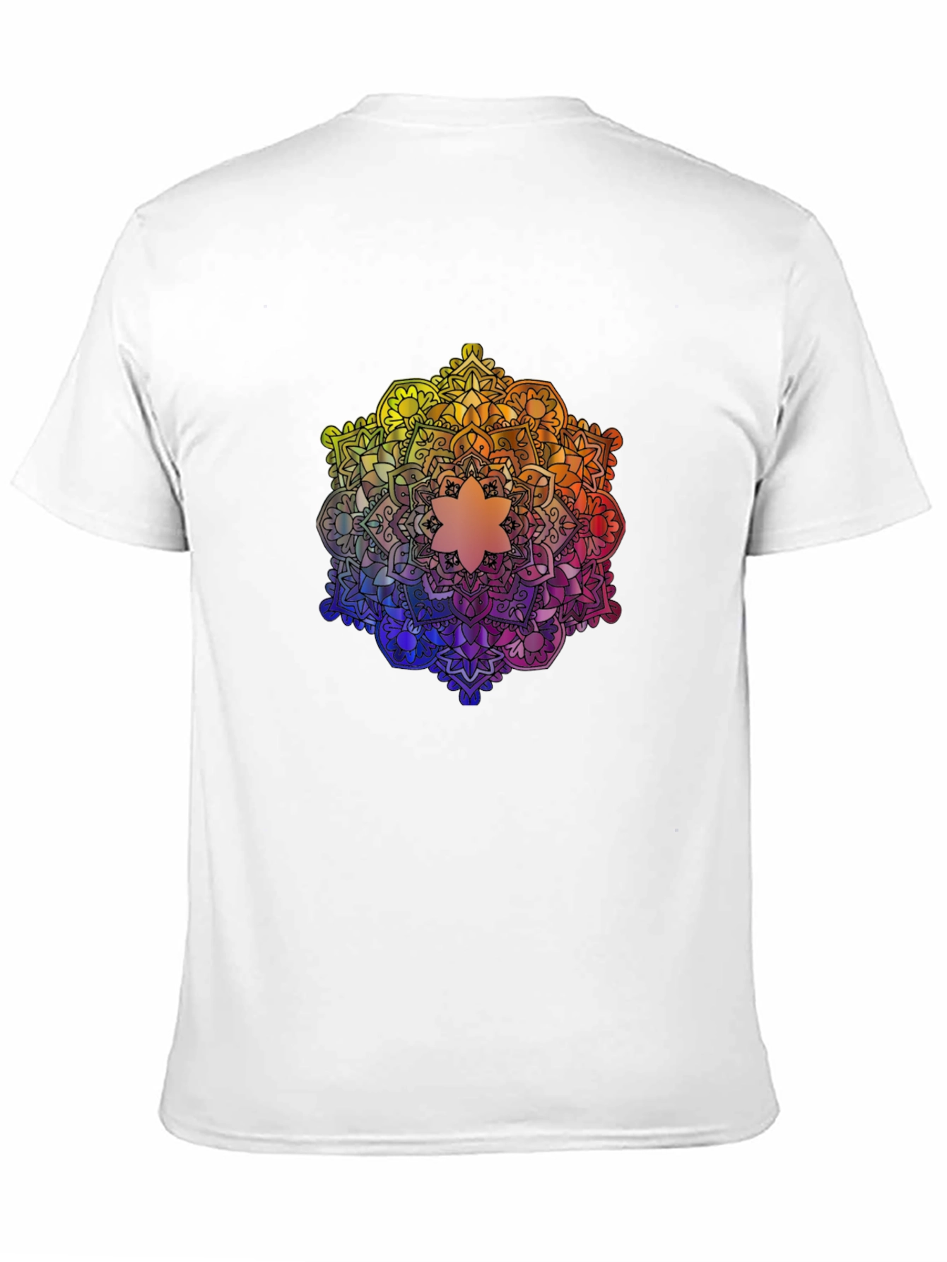 Rainbow Mandala Graphic Tee - Black Cotton T-Shirt