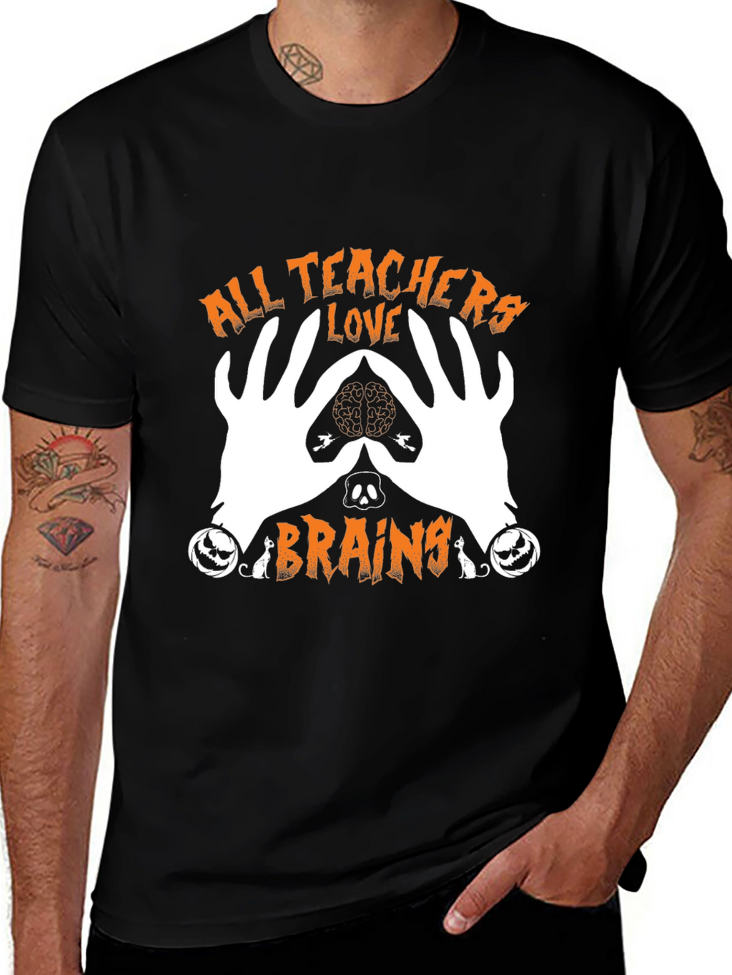 All Teachers Love Brains Halloween Graphic Tee