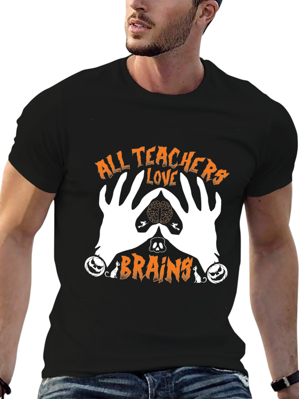 All Teachers Love Brains Halloween Graphic Tee