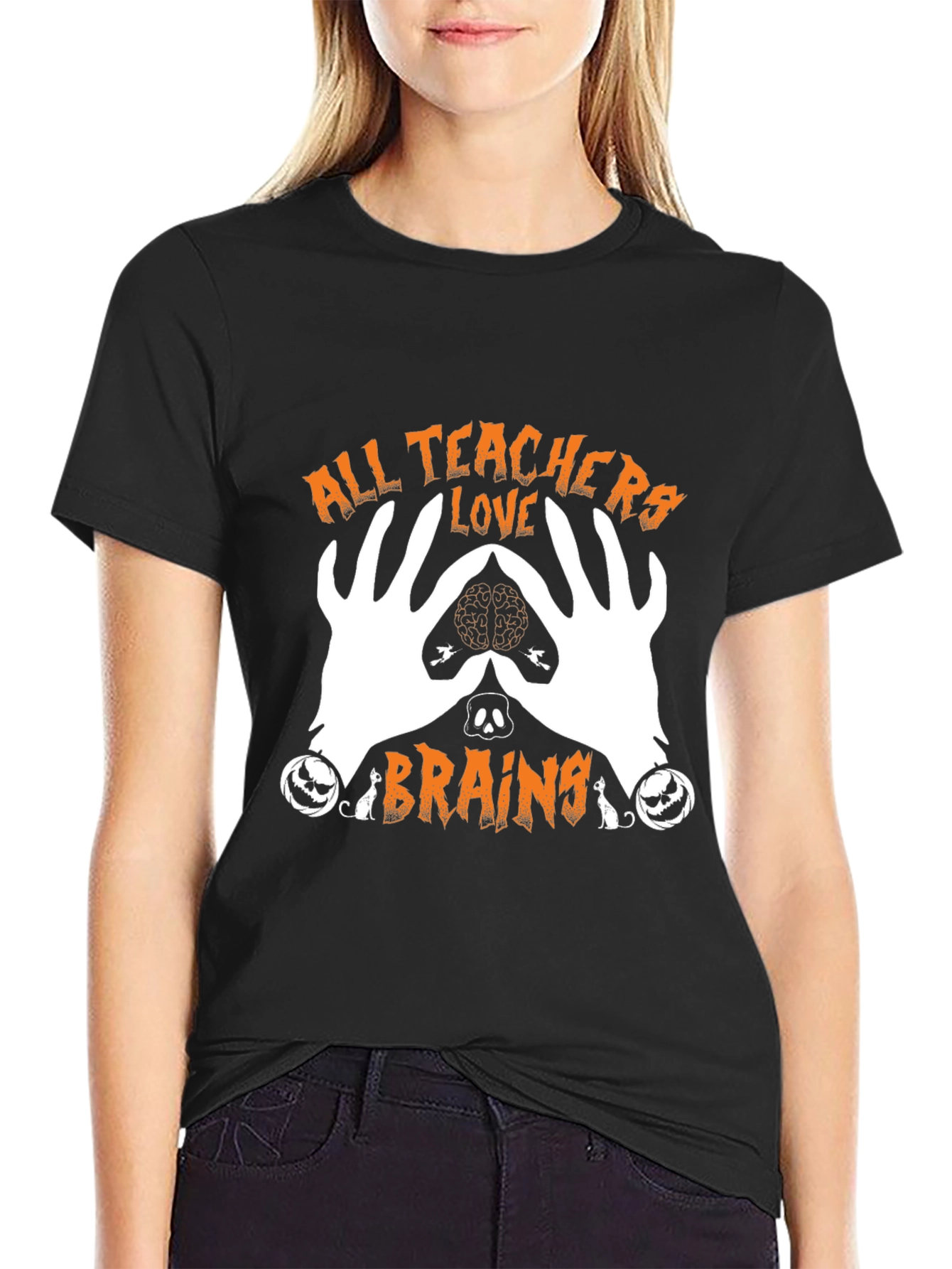 All Teachers Love Brains Halloween Graphic Tee
