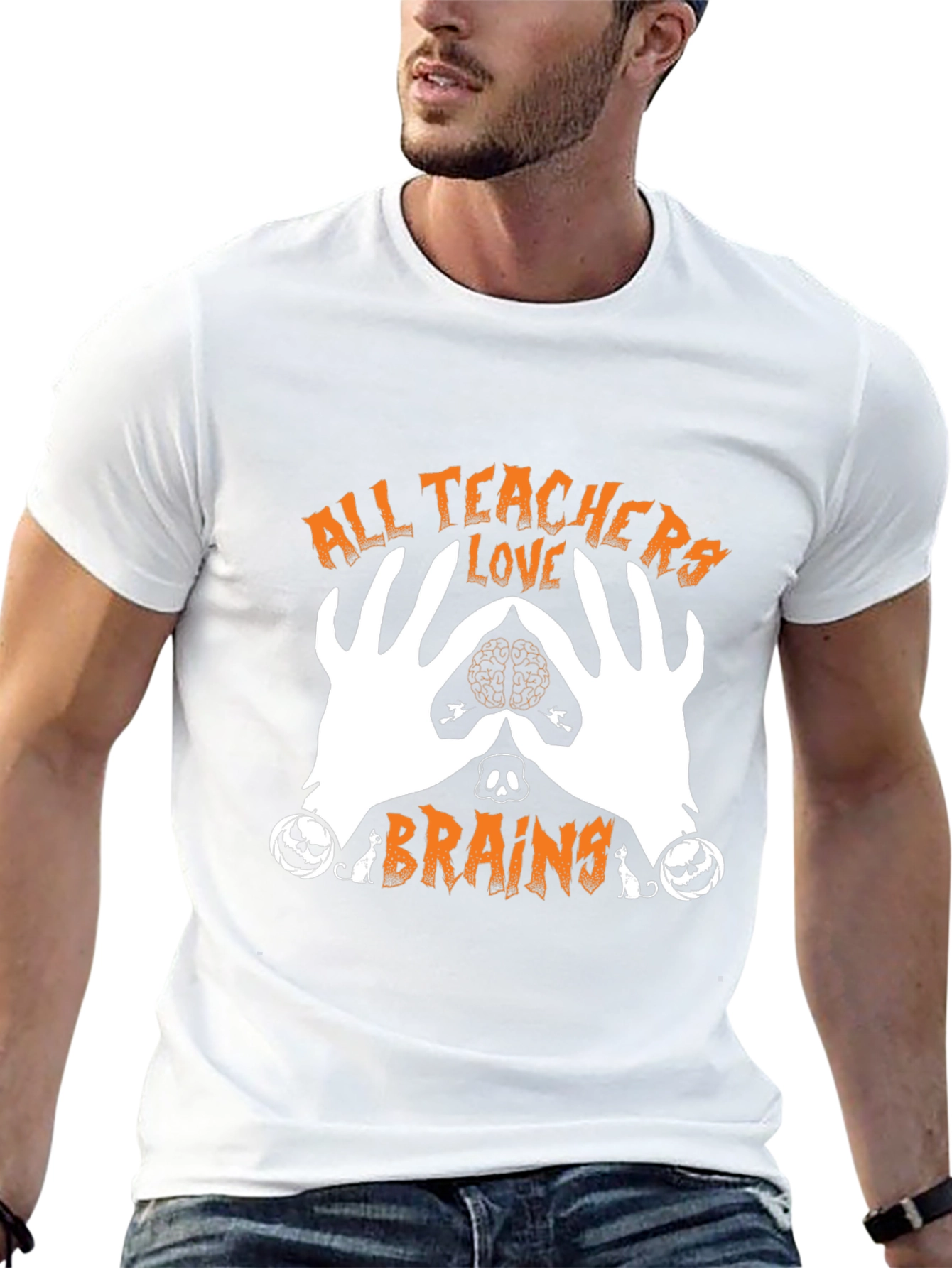 All Teachers Love Brains Halloween Graphic Tee