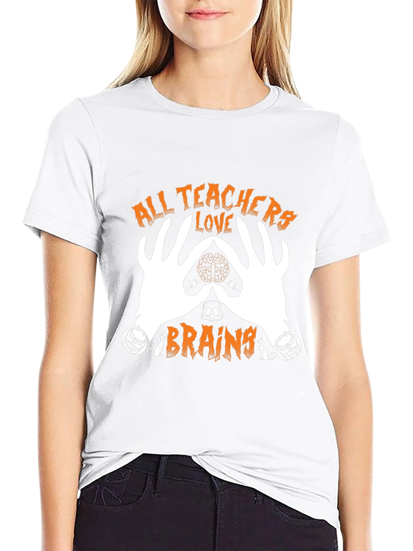 All Teachers Love Brains Halloween Graphic Tee