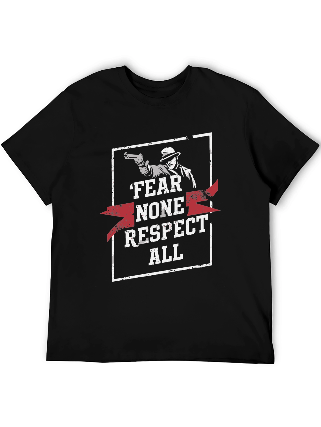 Fear None Respect All Graphic Print Black T-Shirt