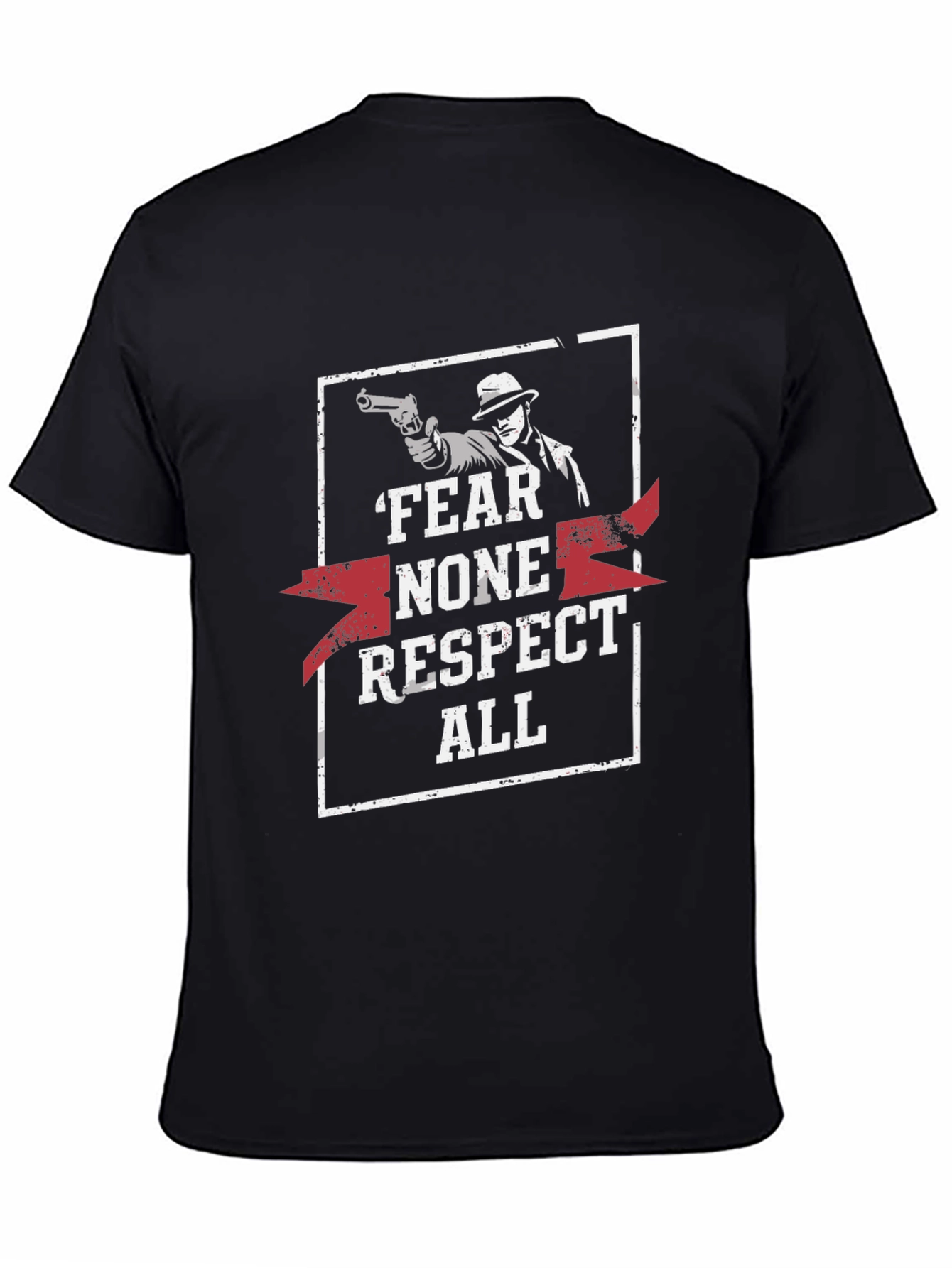 Fear None Respect All Graphic Print Black T-Shirt