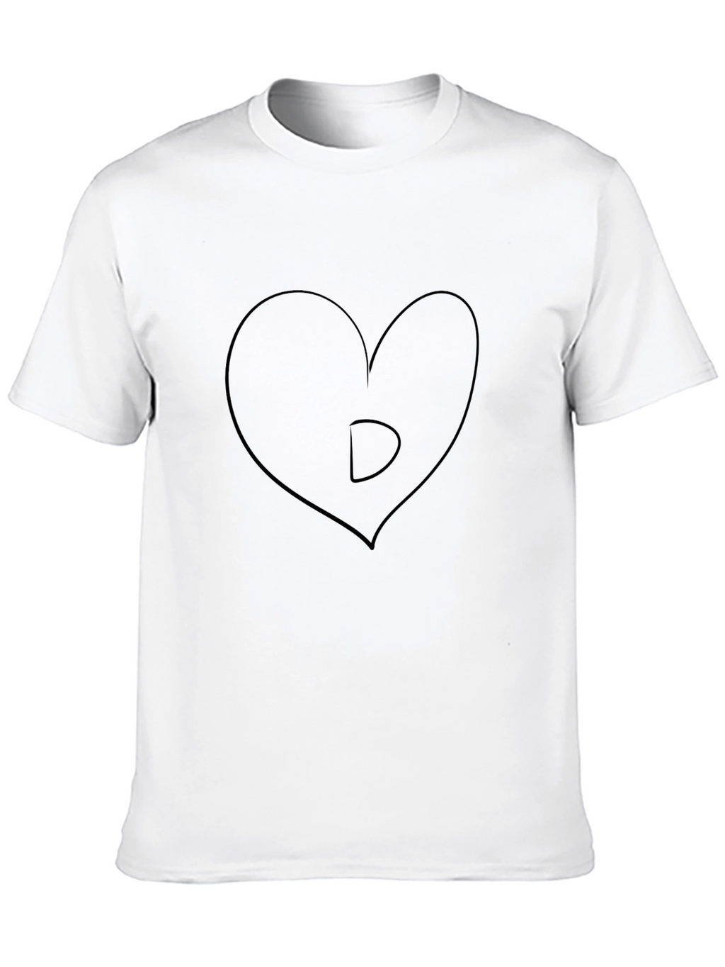 Heart Letter D Black T-Shirt - Mens Graphic Tee