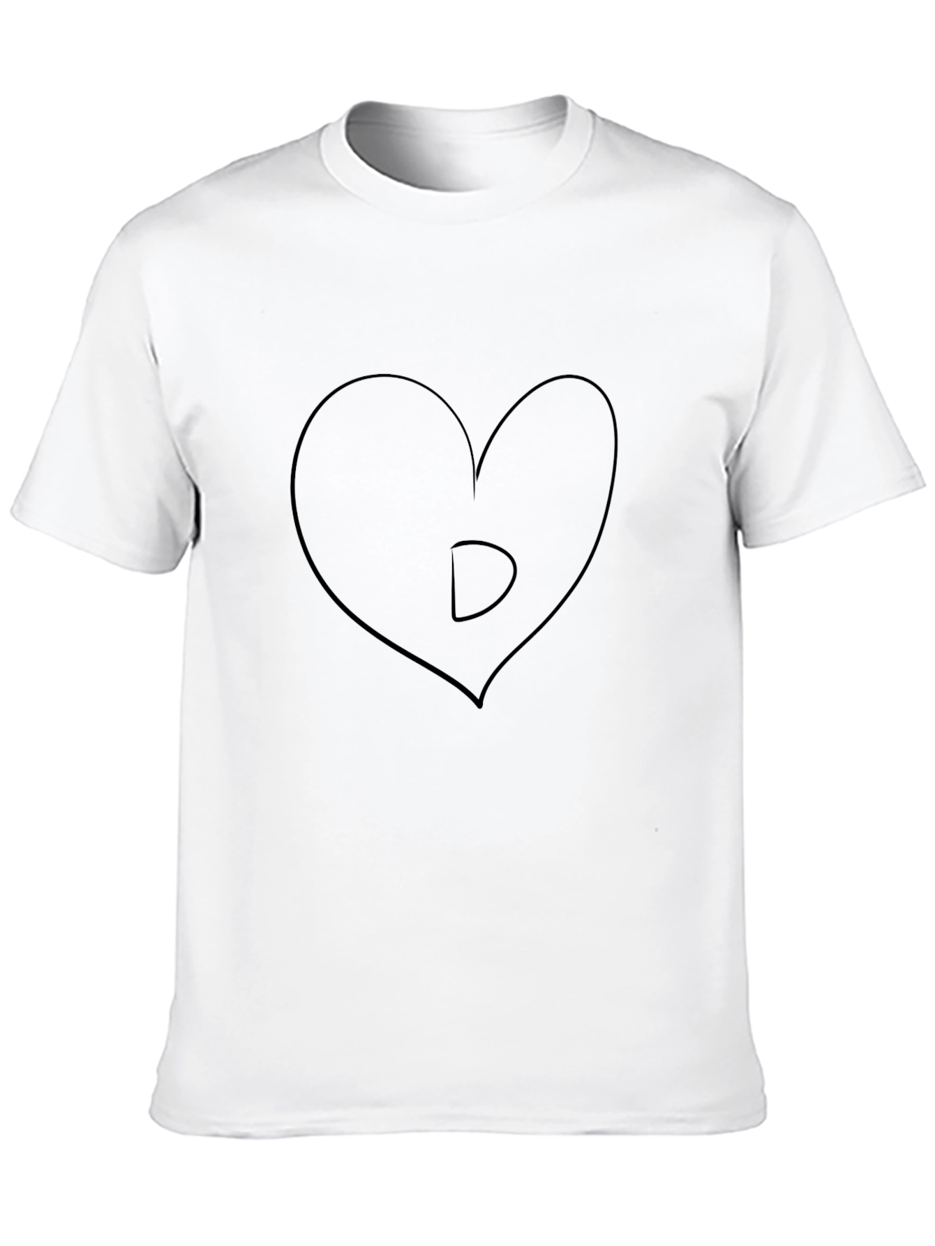 Heart Letter D Black T-Shirt - Mens Graphic Tee