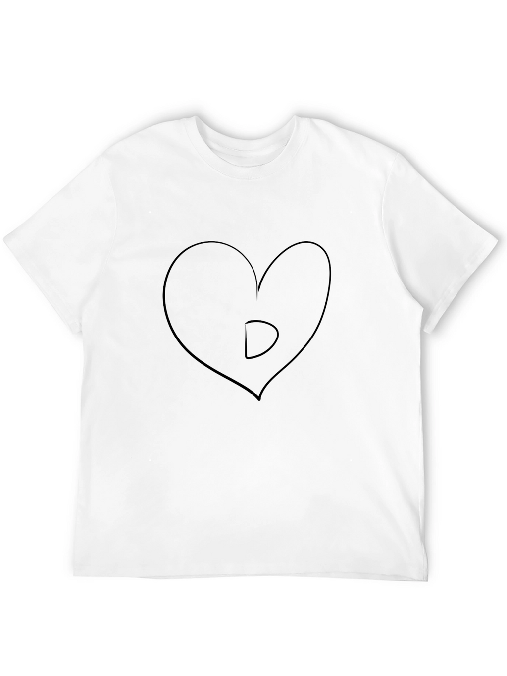 Heart Letter D Black T-Shirt - Mens Graphic Tee