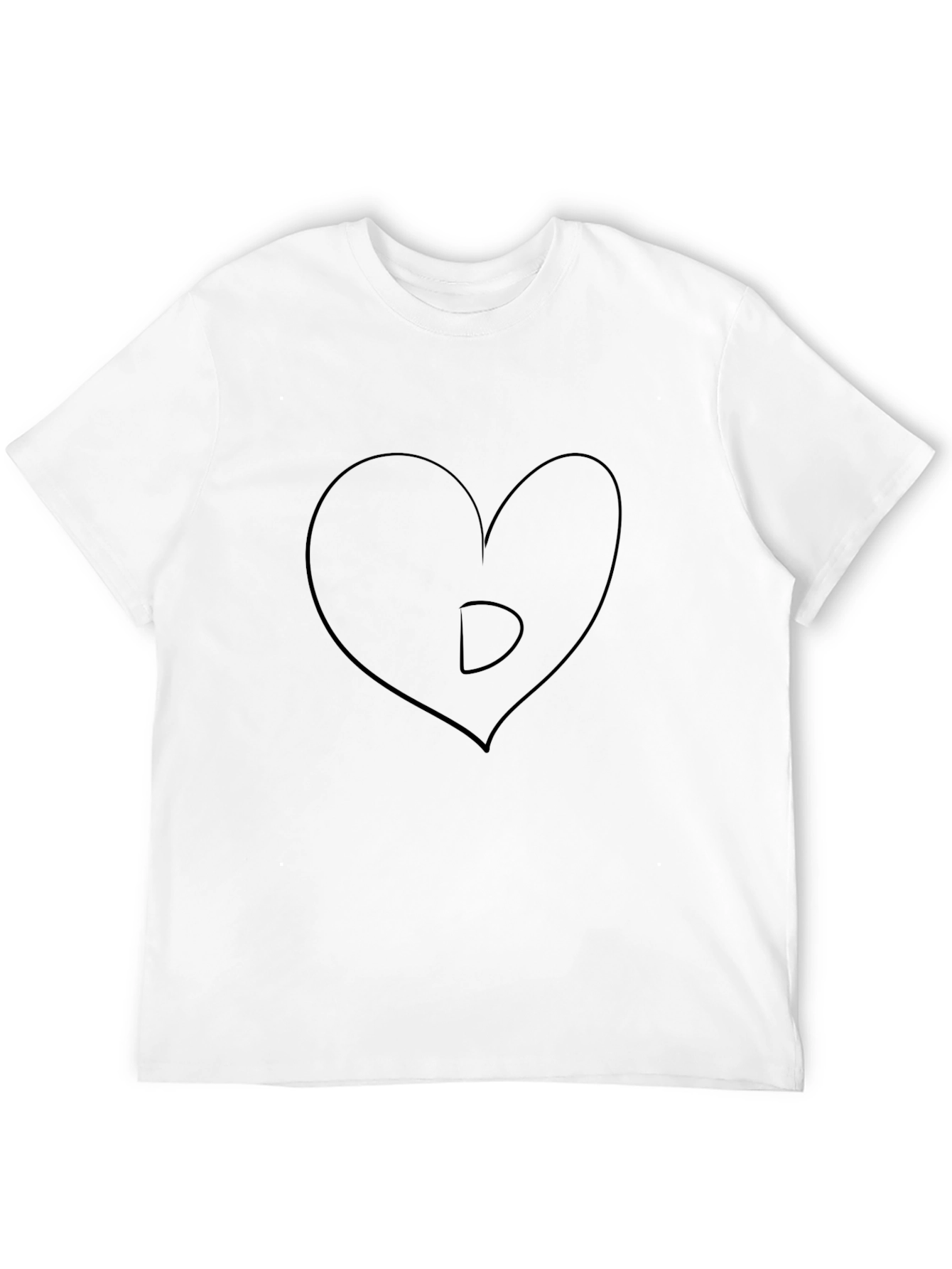 Heart Letter D Black T-Shirt - Mens Graphic Tee