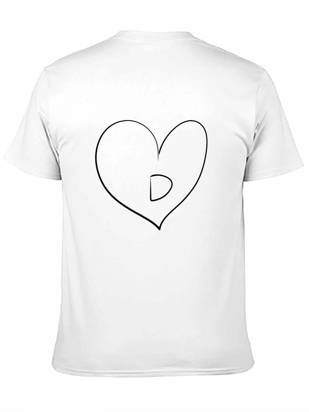 Heart Letter D Black T-Shirt - Mens Graphic Tee
