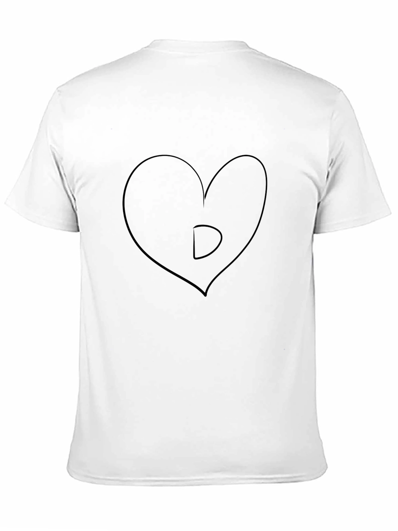 Heart Letter D Black T-Shirt - Mens Graphic Tee