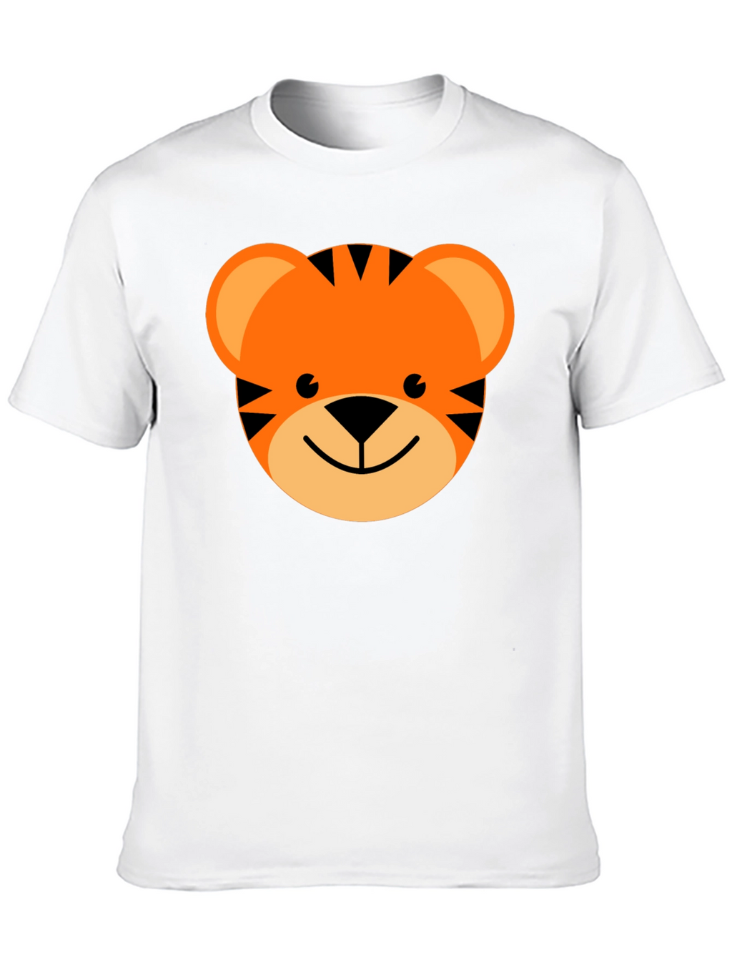 Cute Cartoon Tiger Graphic Tee - Black Cotton Blend
