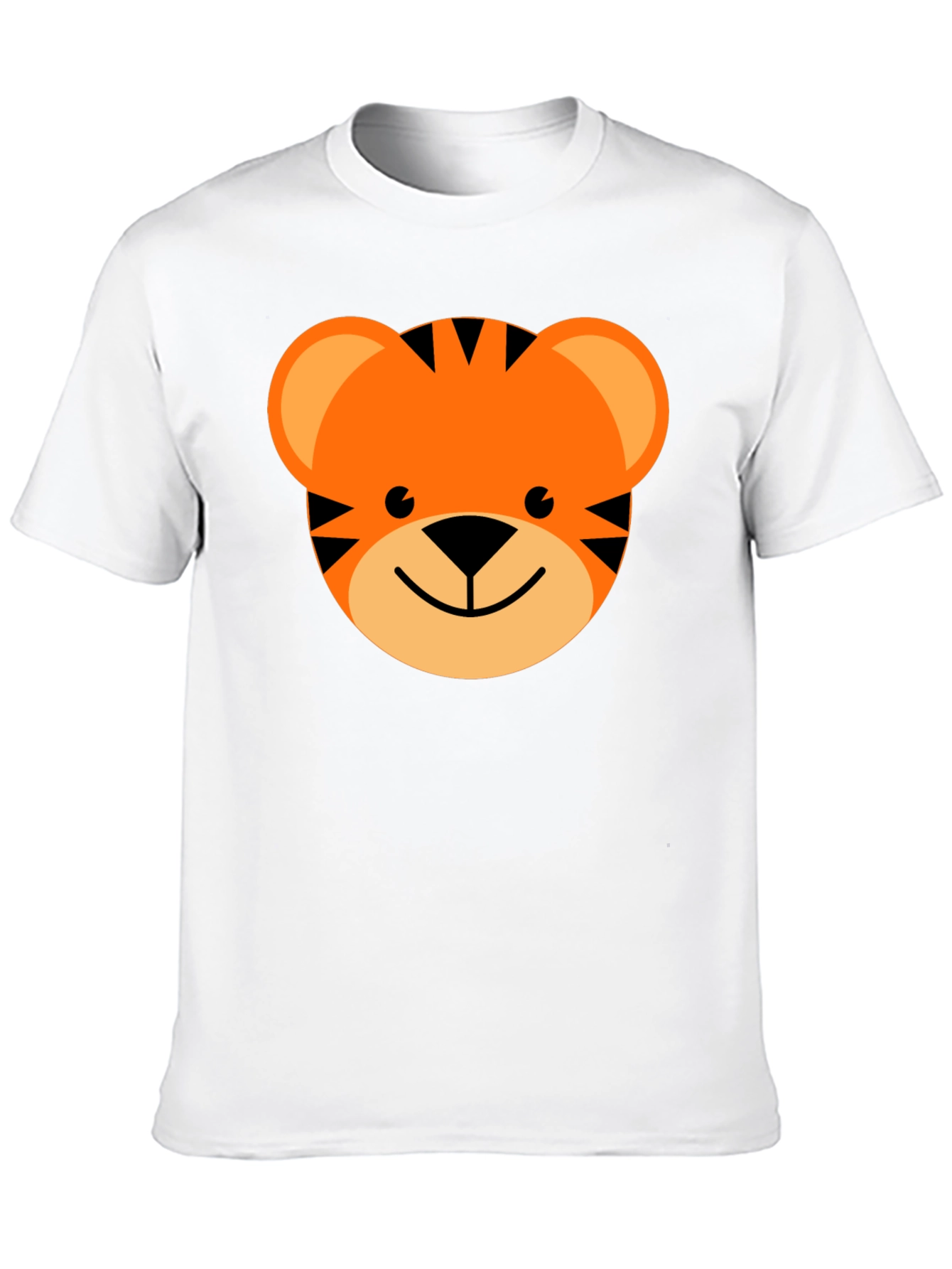 Cute Cartoon Tiger Graphic Tee - Black Cotton Blend