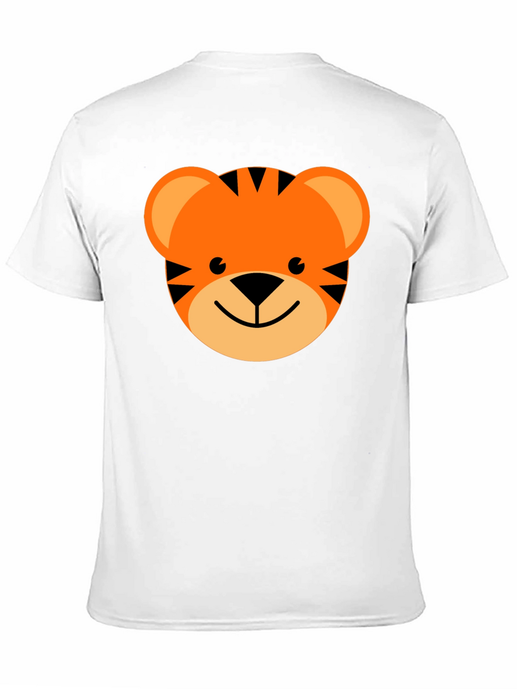 Cute Cartoon Tiger Graphic Tee - Black Cotton Blend