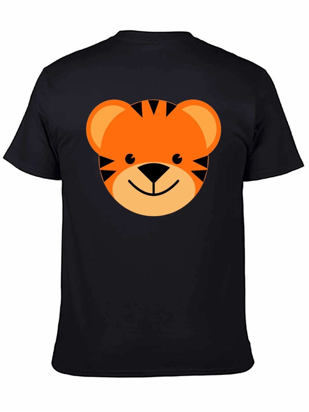 Cute Cartoon Tiger Graphic Tee - Black Cotton Blend