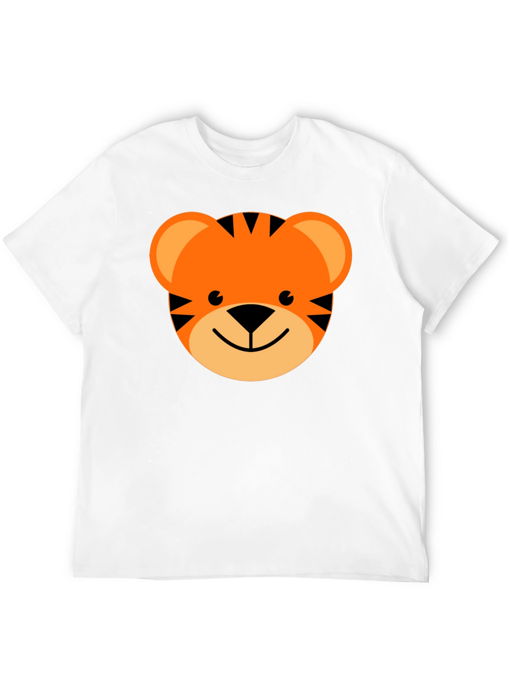 Cute Cartoon Tiger Graphic Tee - Black Cotton Blend