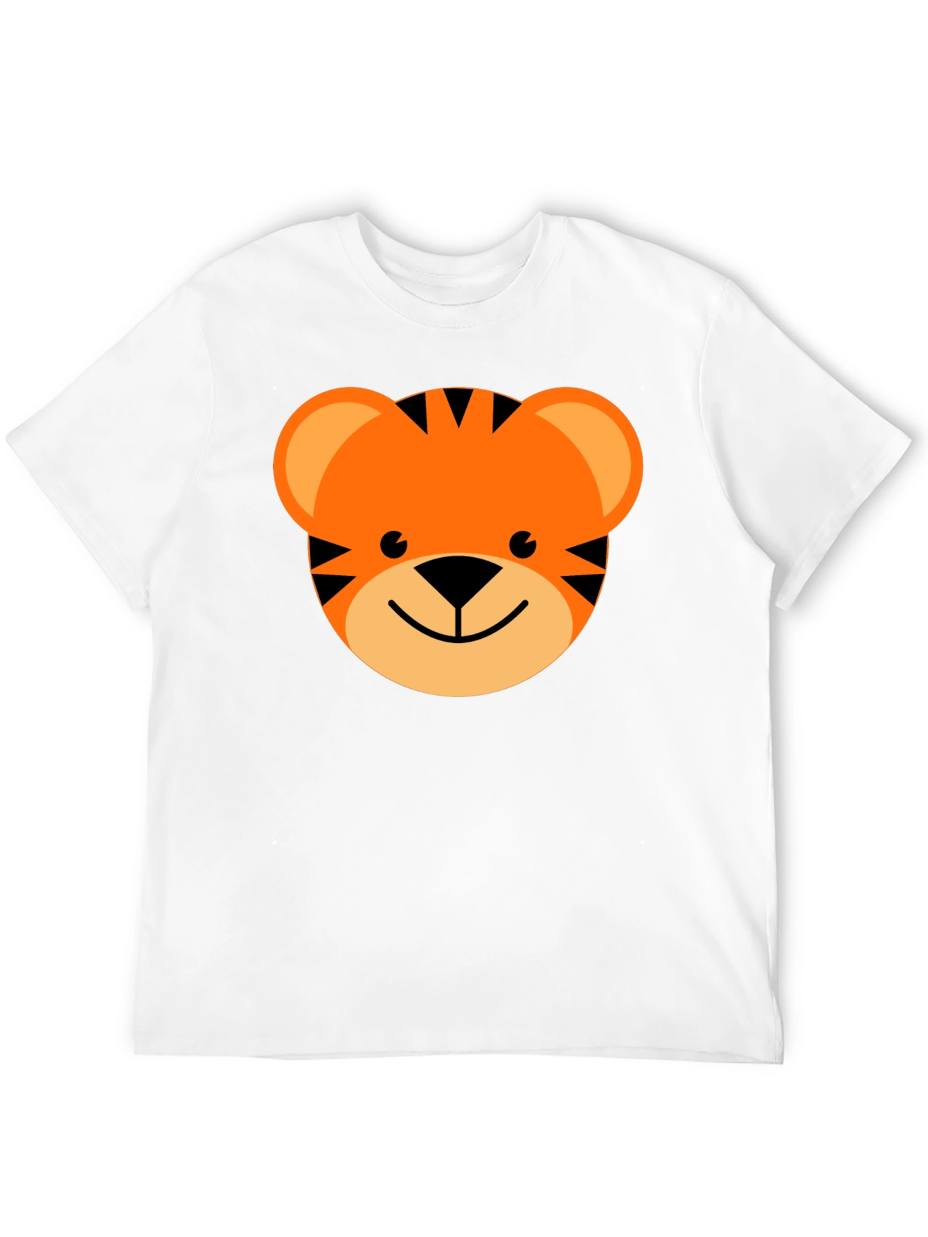 Cute Cartoon Tiger Graphic Tee - Black Cotton Blend