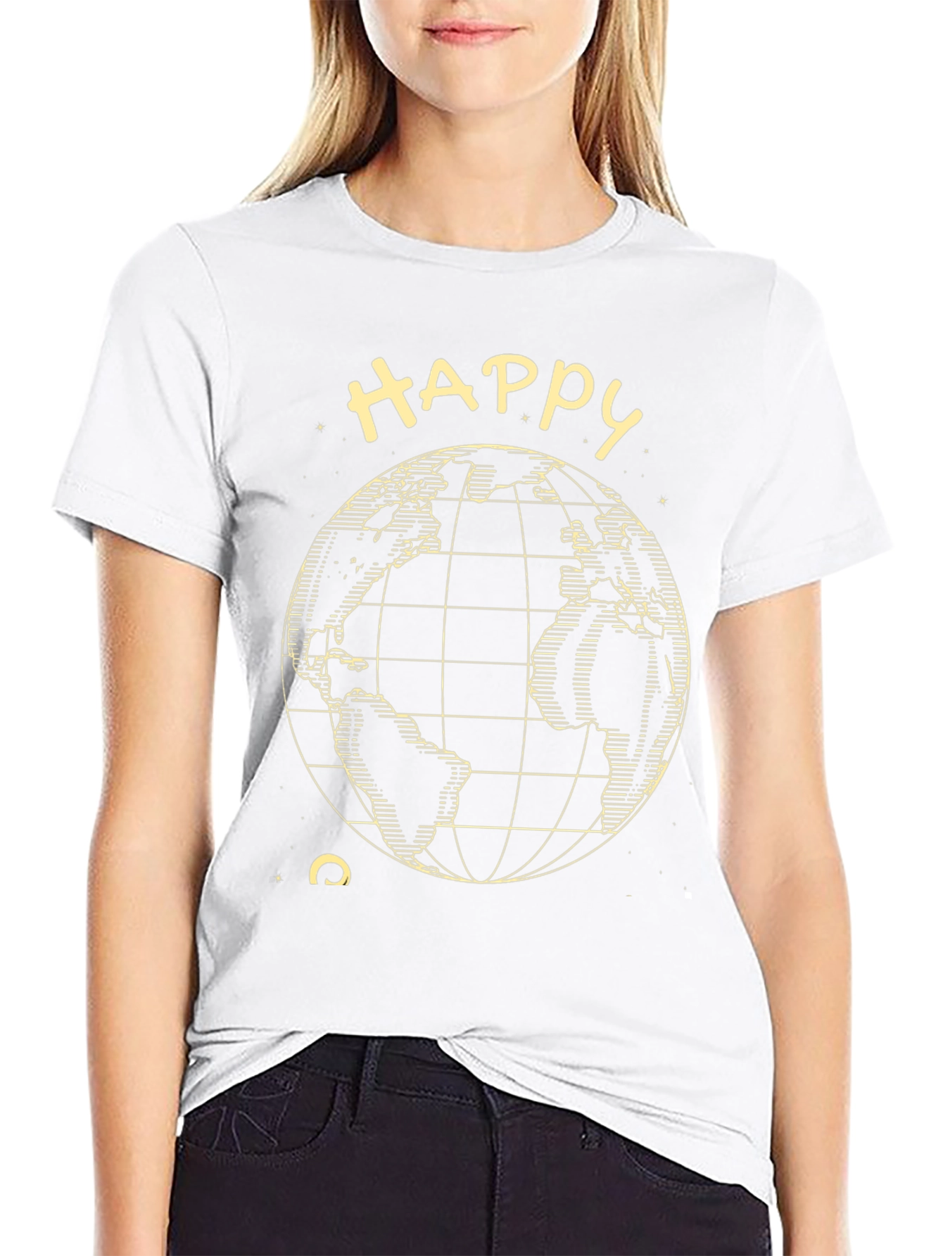 Happy Earth Tee - Black Graphic T-Shirt
