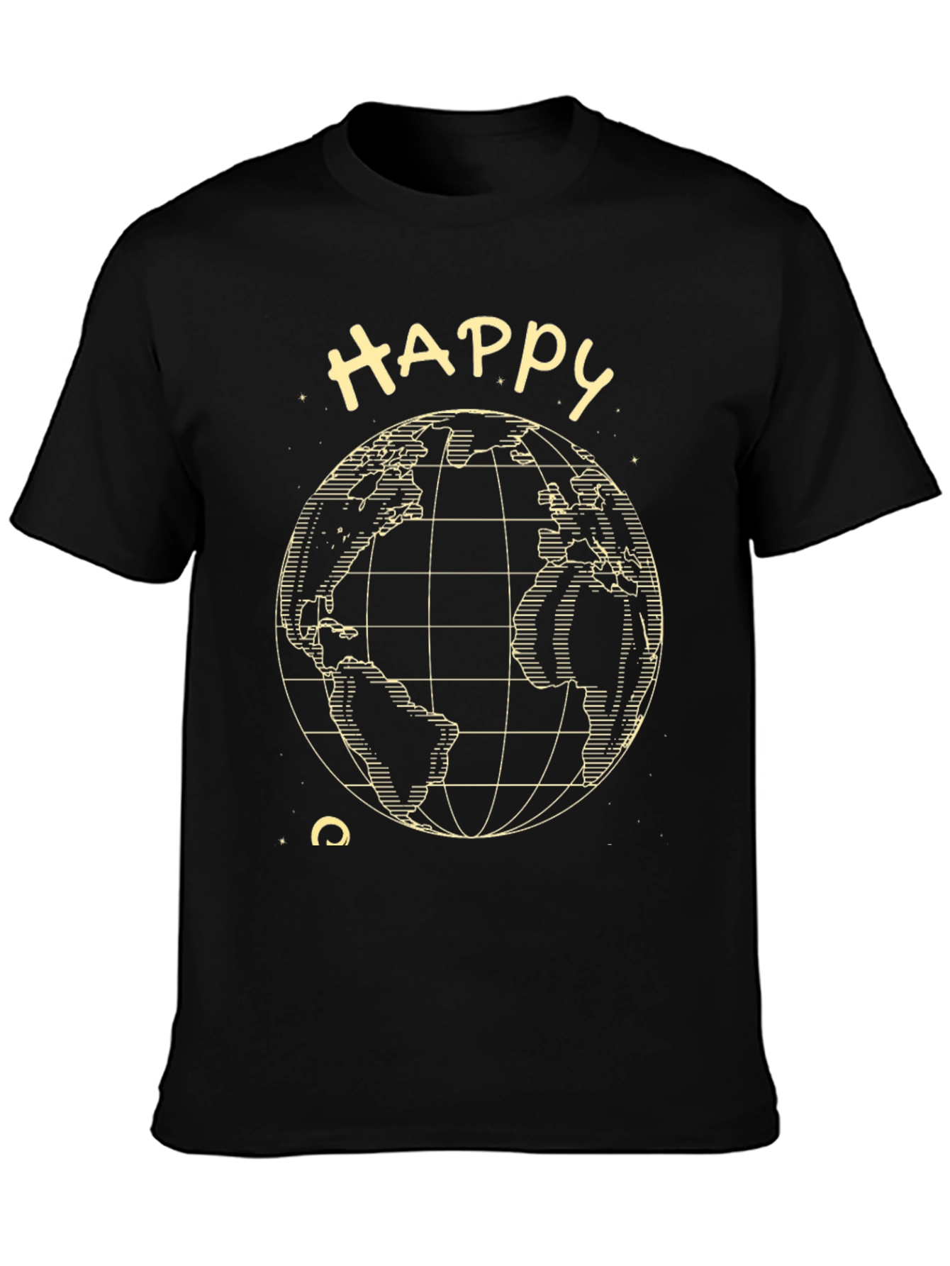Happy Earth Tee - Black Graphic T-Shirt