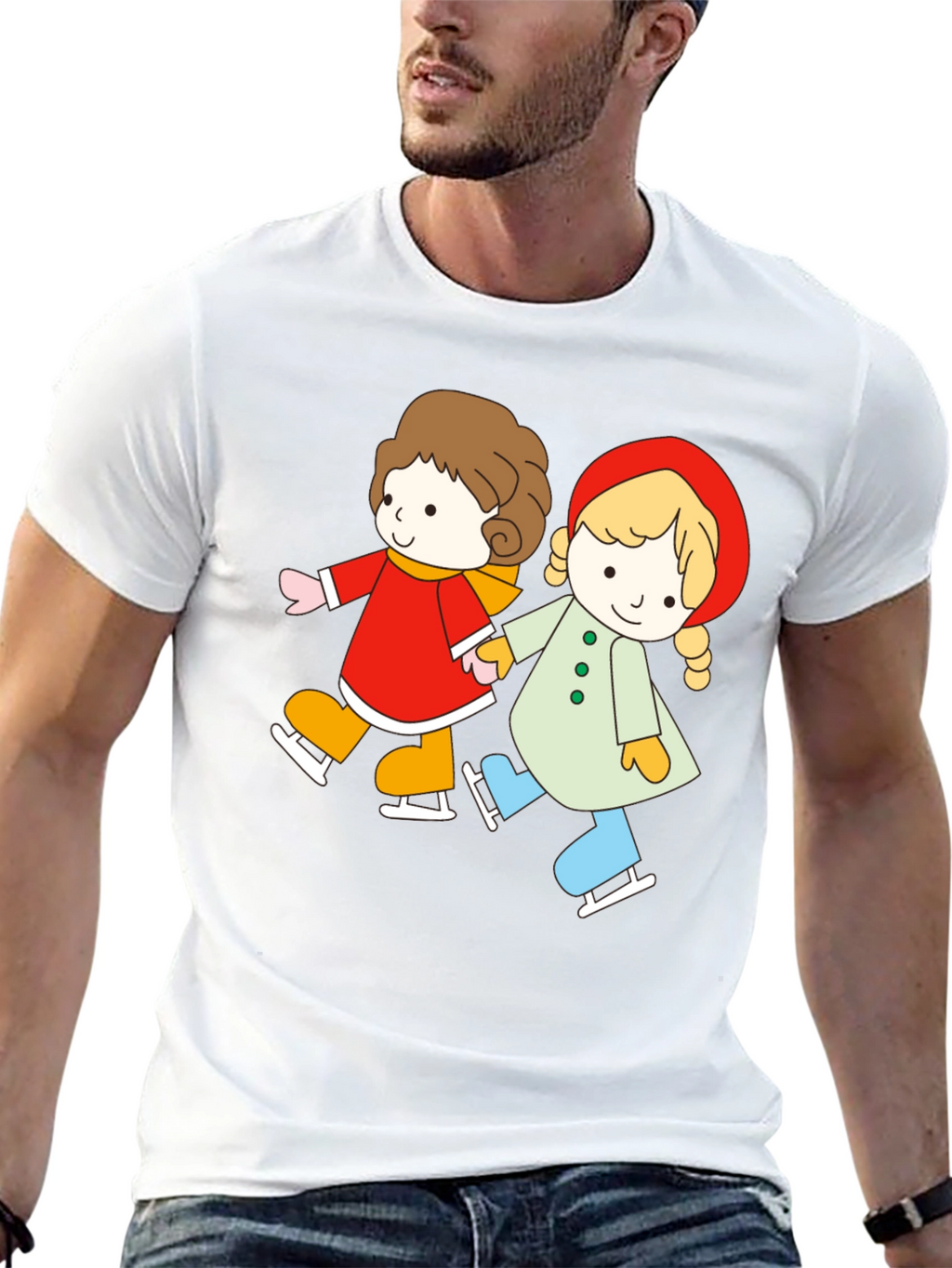 Cute Skating Kids Graphic T-Shirt - Unisex