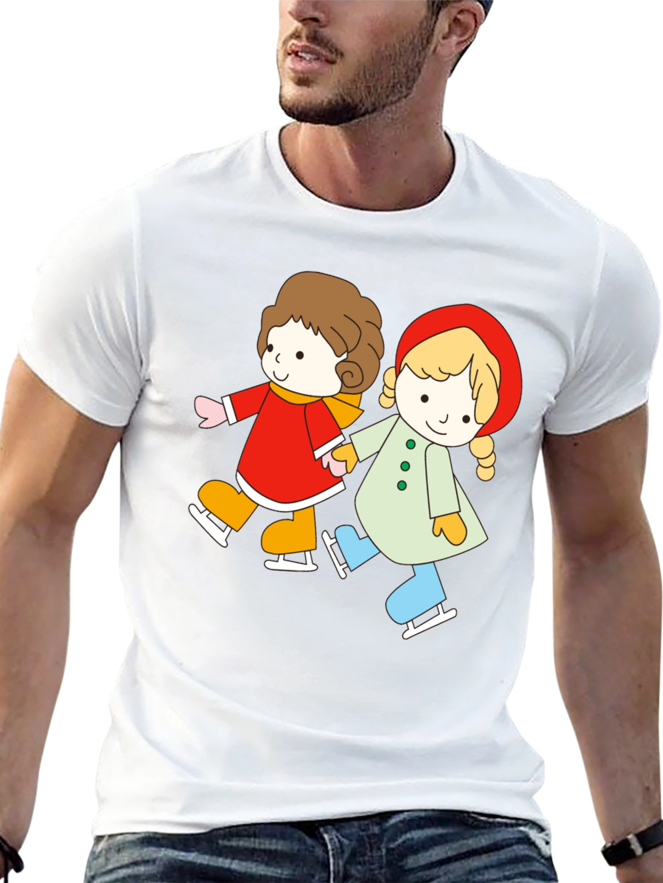Cute Skating Kids Graphic T-Shirt - Unisex