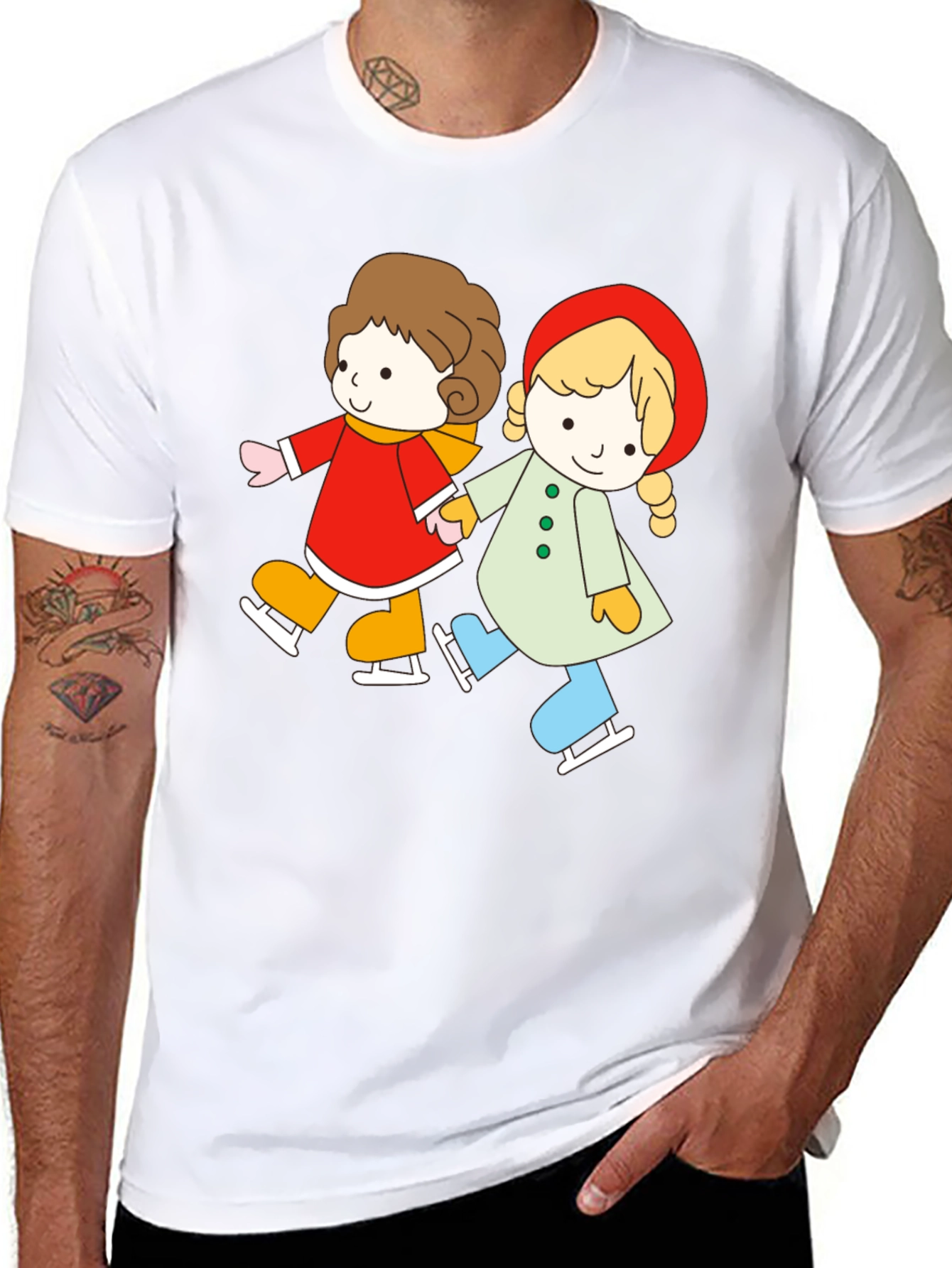Cute Skating Kids Graphic T-Shirt - Unisex