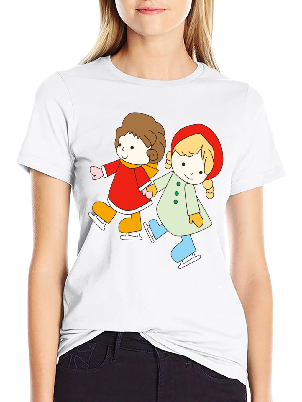 Cute Skating Kids Graphic T-Shirt - Unisex