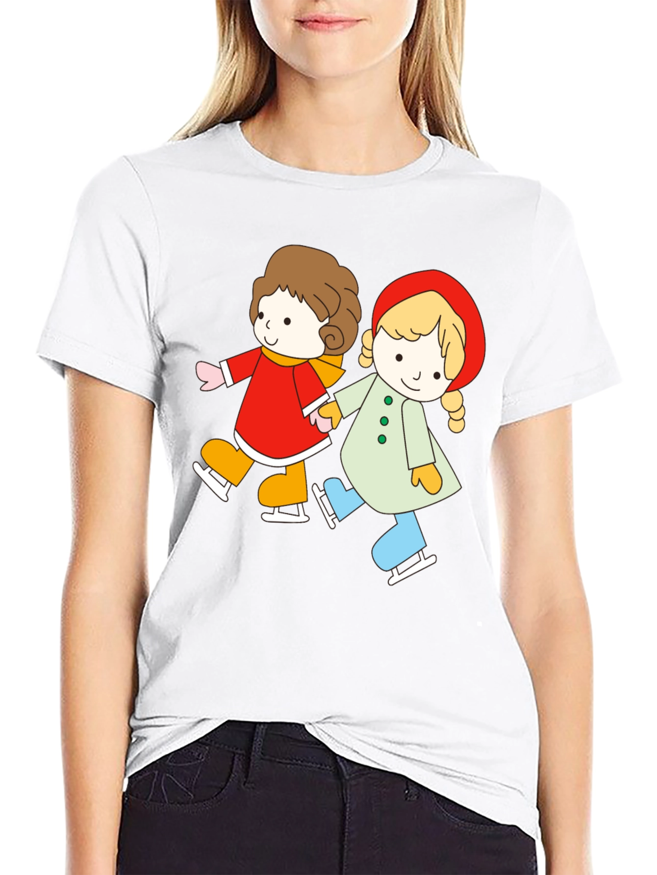 Cute Skating Kids Graphic T-Shirt - Unisex