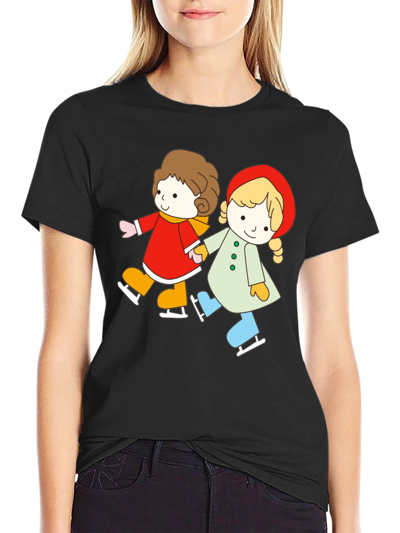 Cute Skating Kids Graphic T-Shirt - Unisex
