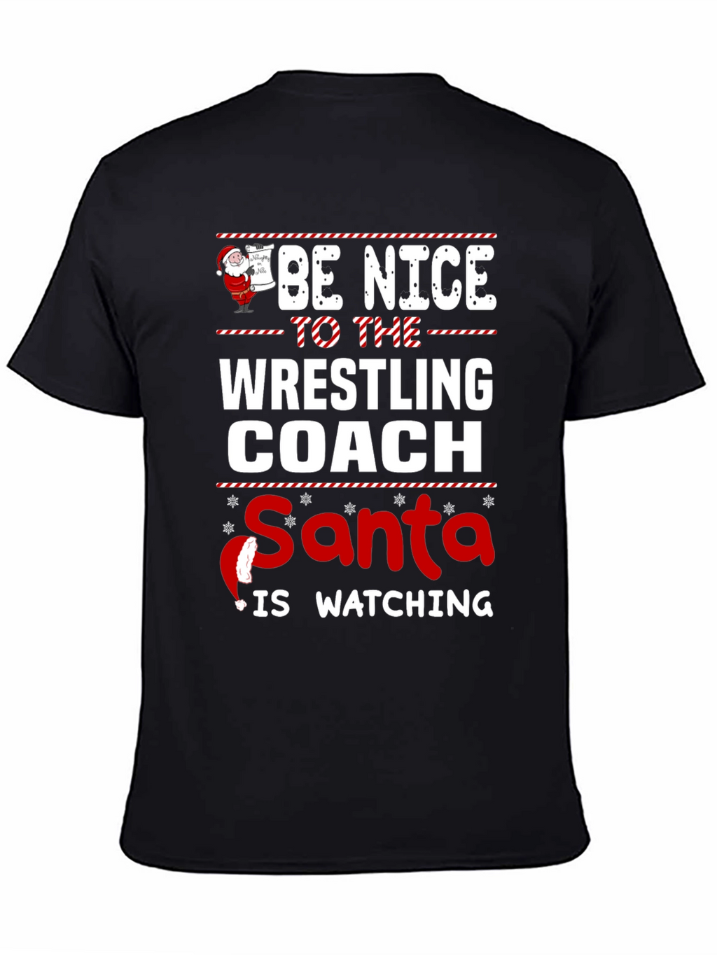 Funny Wrestling Coach Christmas Santa Watching T-Shirt