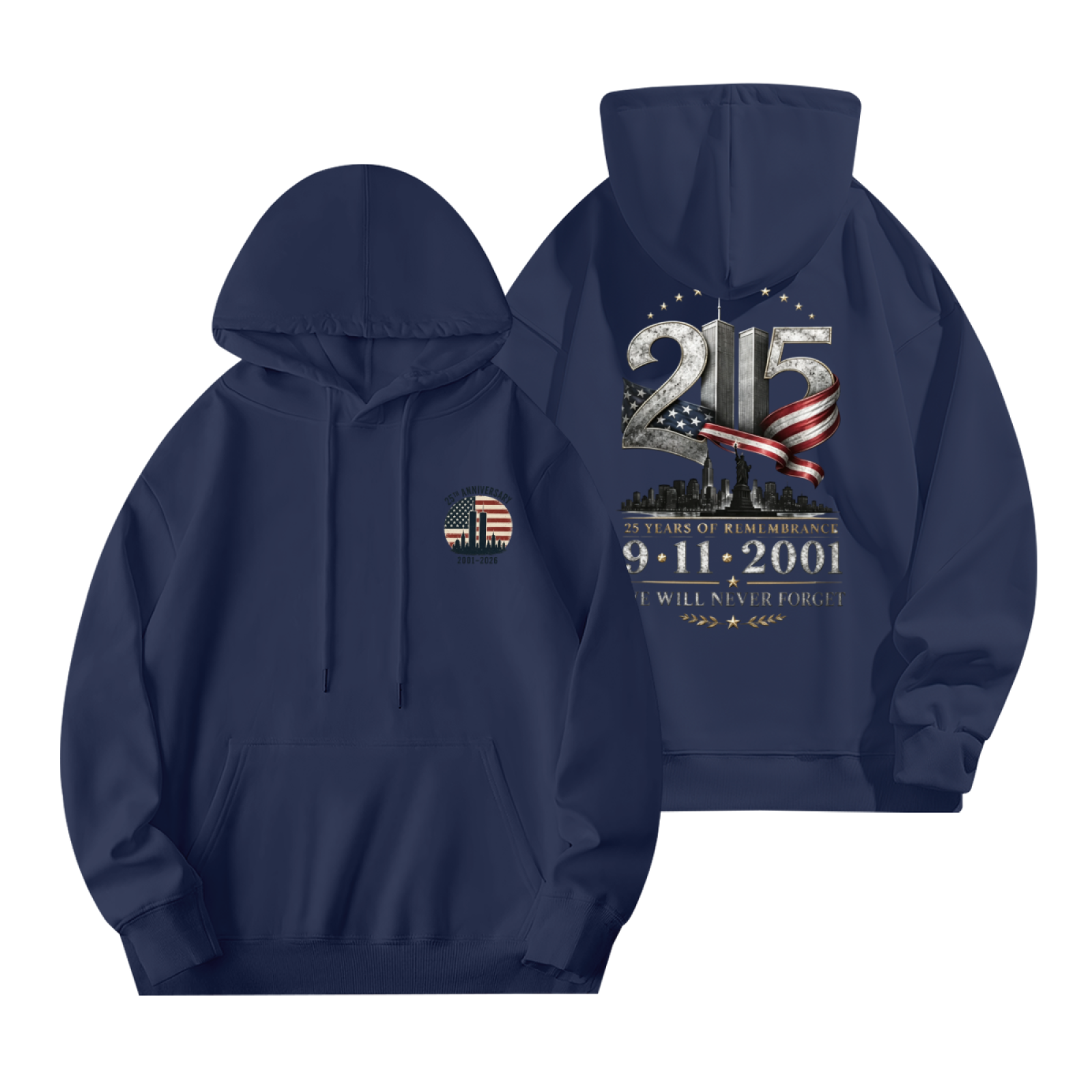 25 Years Of Remembrance 9?11?2001 Memorial Double?Sided Hoodie