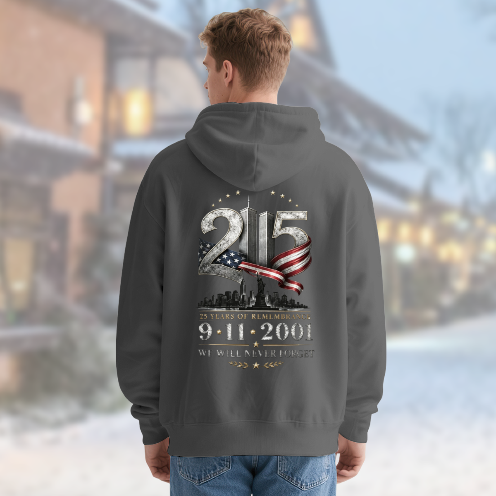 25 Years Of Remembrance 9?11?2001 Memorial Double?Sided Hoodie