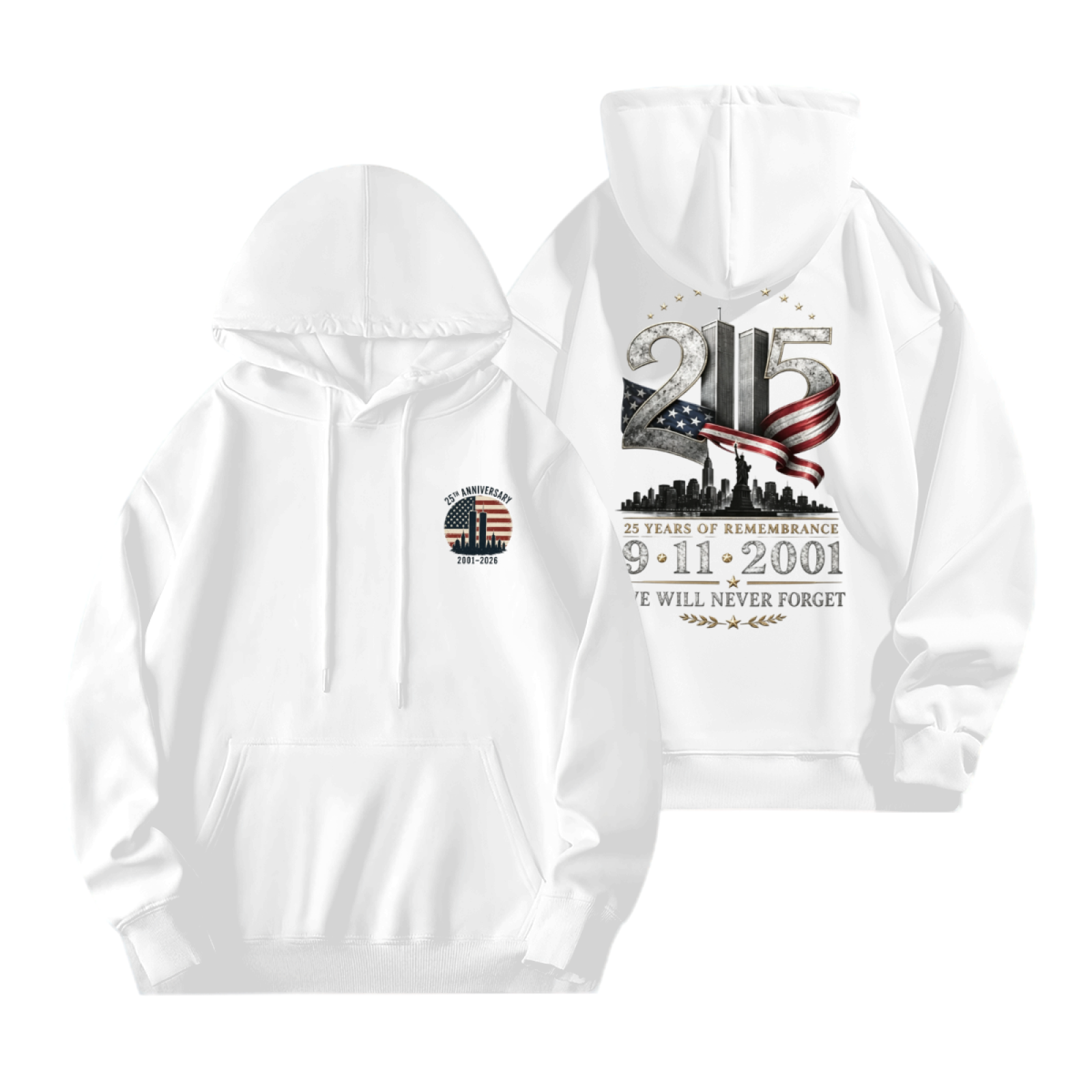 25 Years Of Remembrance 9?11?2001 Memorial Double?Sided Hoodie