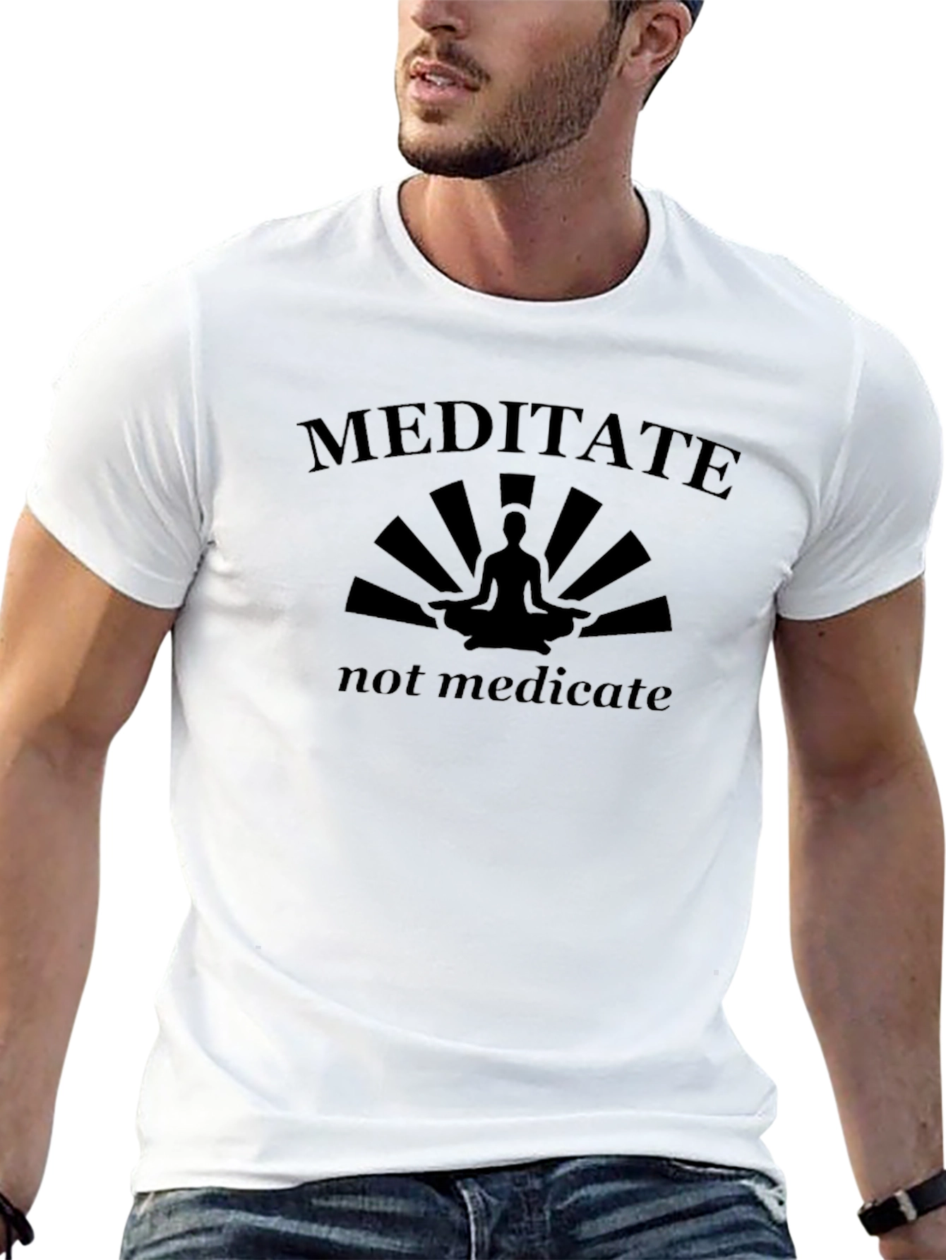 Meditate Not Medicate Black Graphic T-Shirt