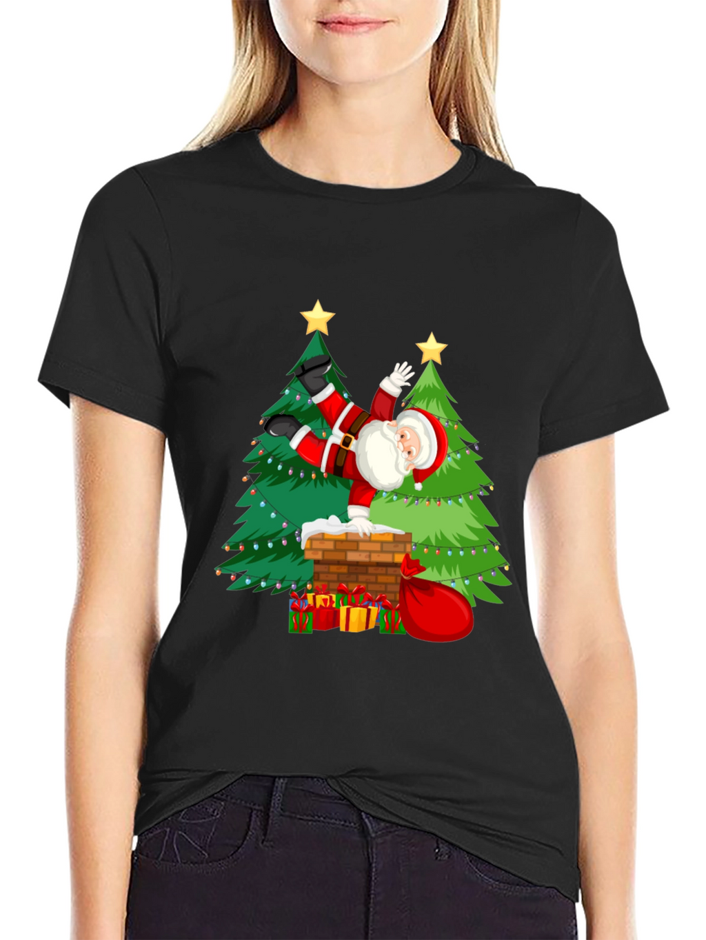 Festive Santa Doing Handstand T-Shirt