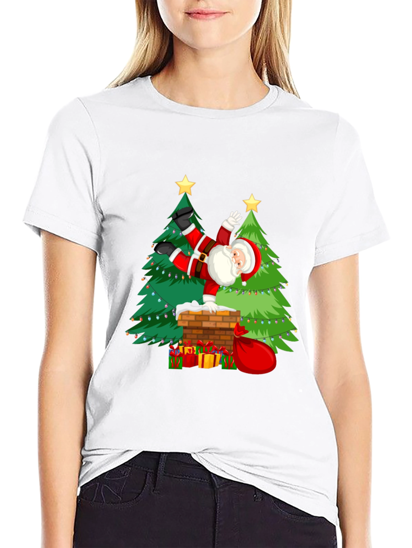 Festive Santa Doing Handstand T-Shirt