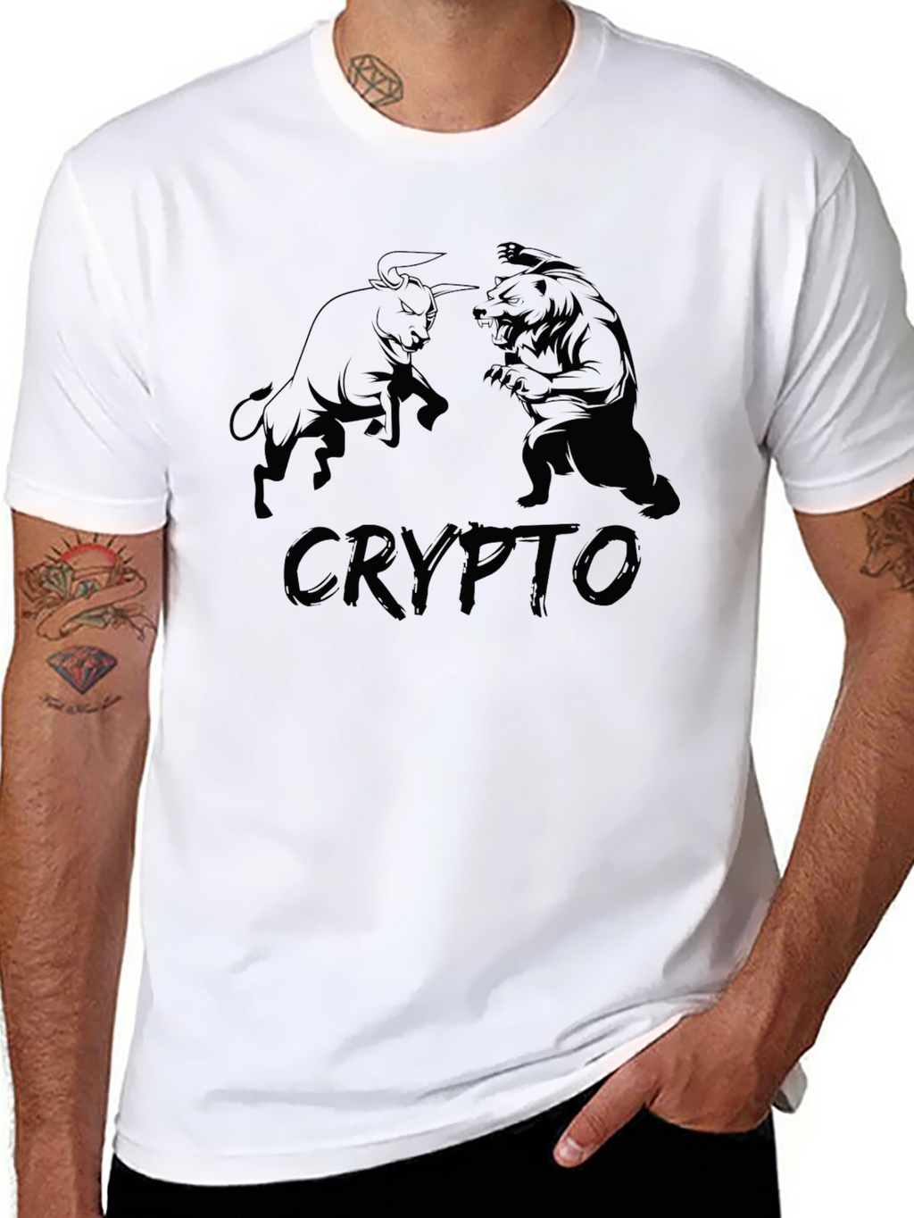 Crypto Bull vs Bear Black Graphic Tee