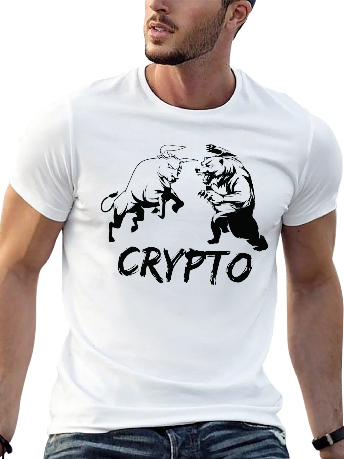 Crypto Bull vs Bear Black Graphic Tee