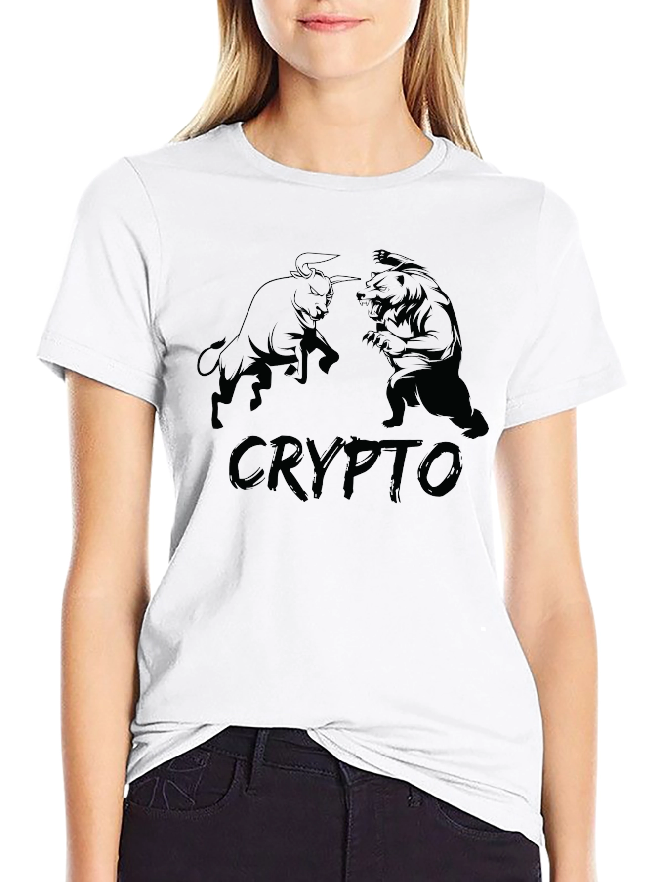 Crypto Bull vs Bear Black Graphic Tee
