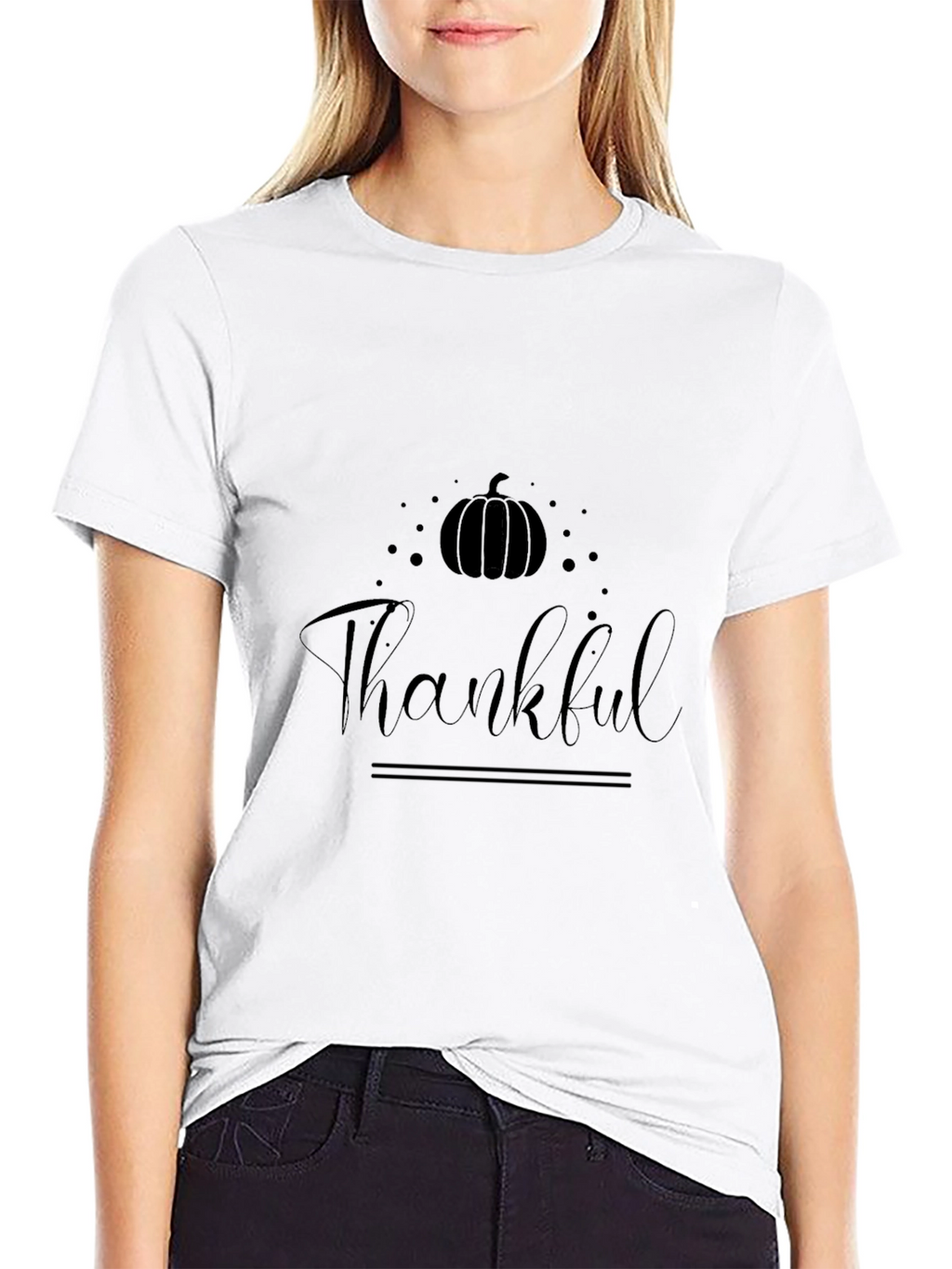 Thankful Pumpkin Graphic T-Shirt Fall Thanksgiving Tee