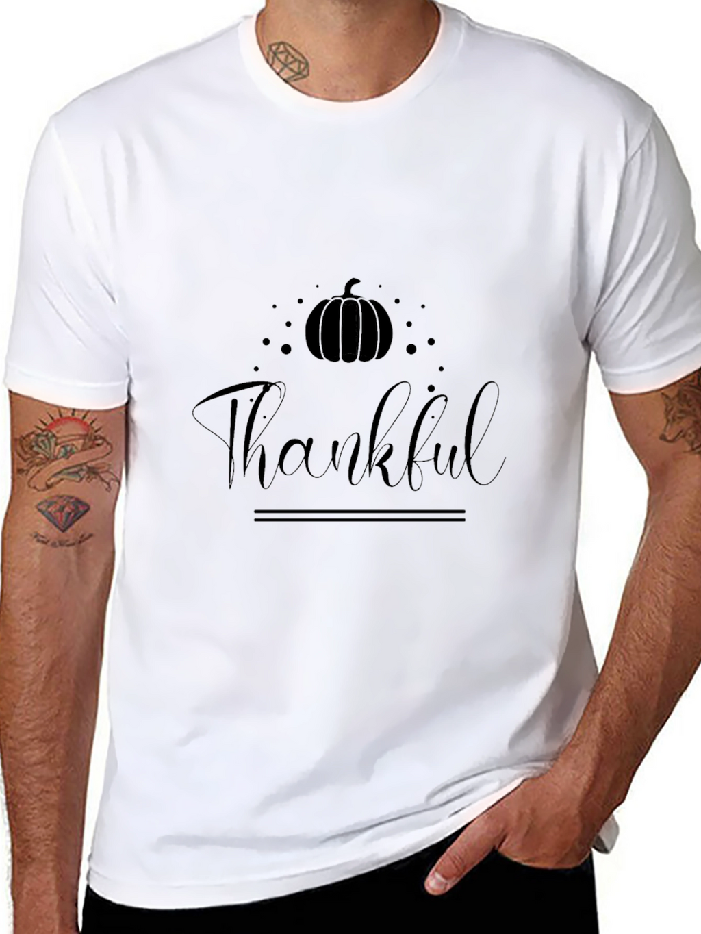 Thankful Pumpkin Graphic T-Shirt Fall Thanksgiving Tee